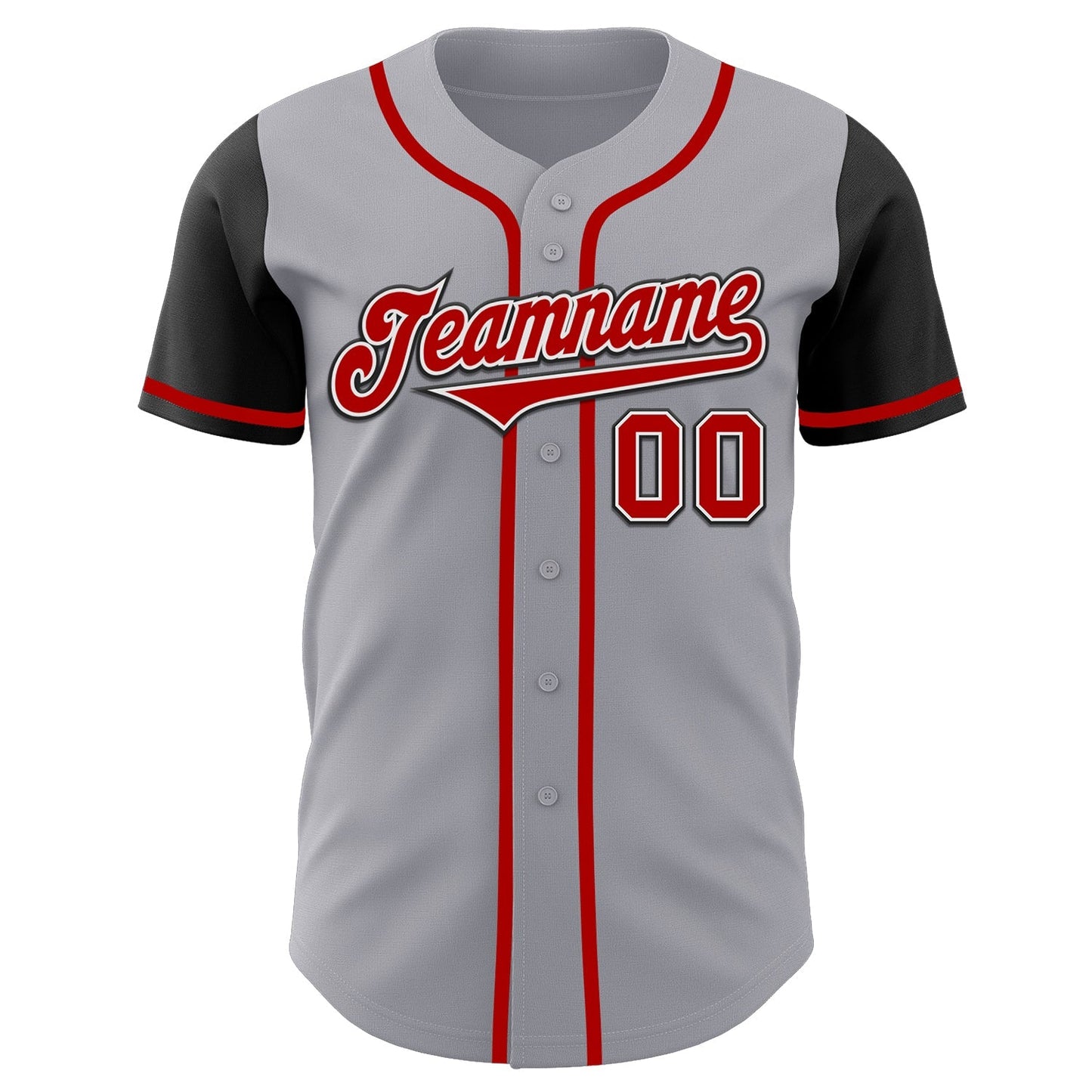 Custom Gray Red-Black Authentic Two Tone Baseball Jersey baseball jersey product view 2