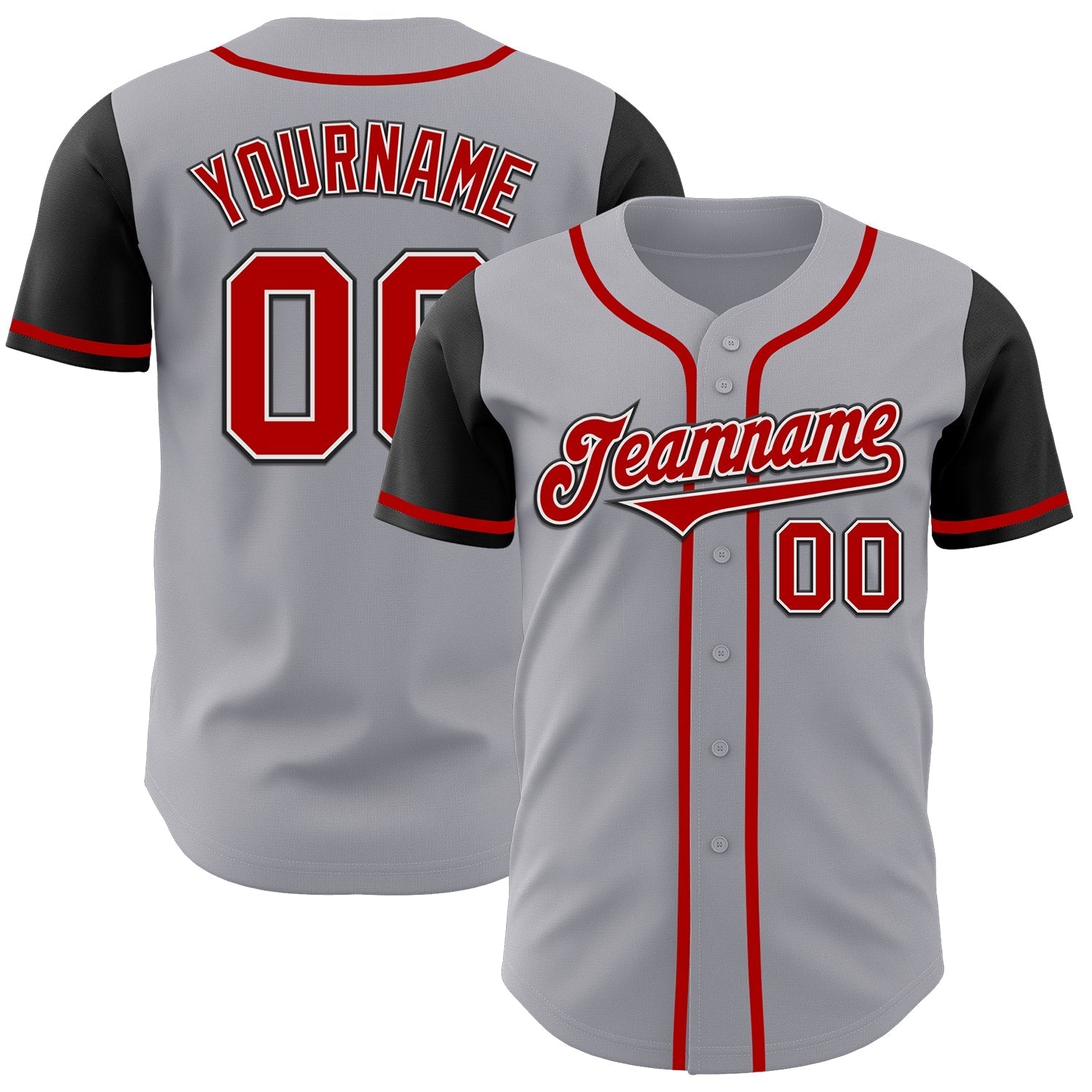 Custom Gray Red-Black Authentic Two Tone Baseball Jersey baseball jersey product view 1