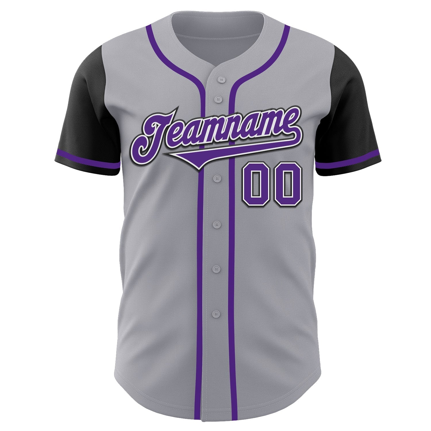 Custom Gray Purple-Black Authentic Two Tone Baseball Jersey baseball jersey product view 2