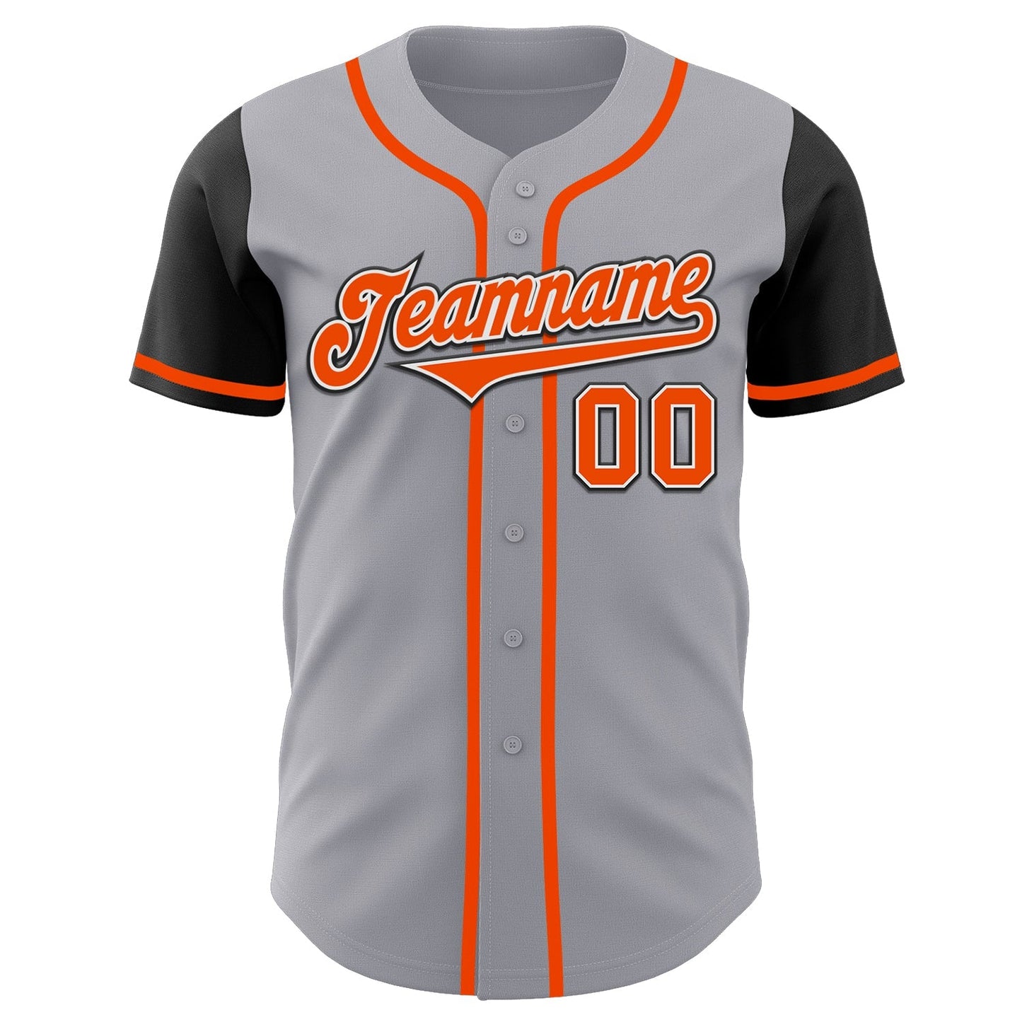 Custom Gray Orange-Black Authentic Two Tone Baseball Jersey baseball jersey product view 2