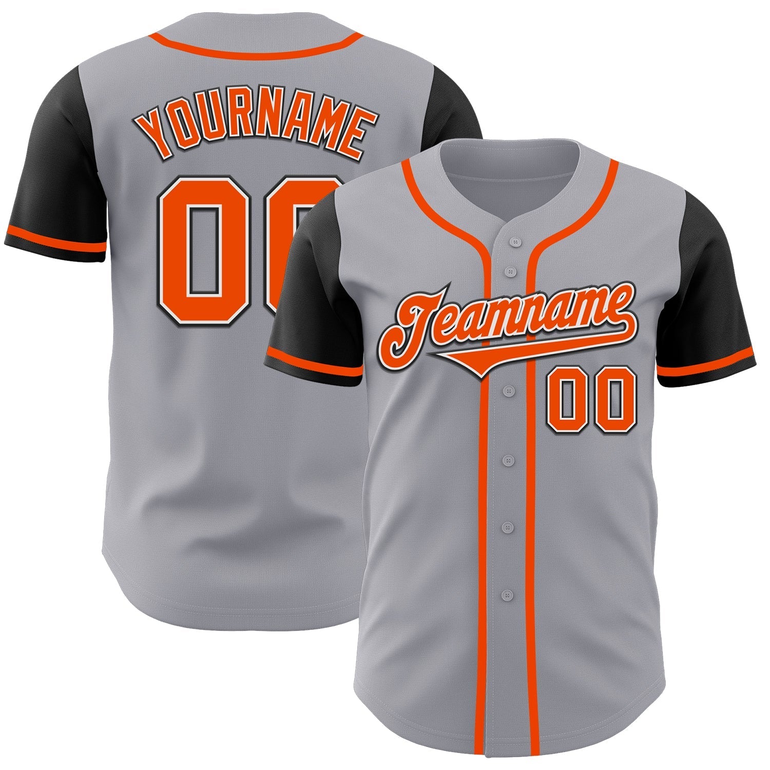 Custom Gray Orange-Black Authentic Two Tone Baseball Jersey baseball jersey product view 1