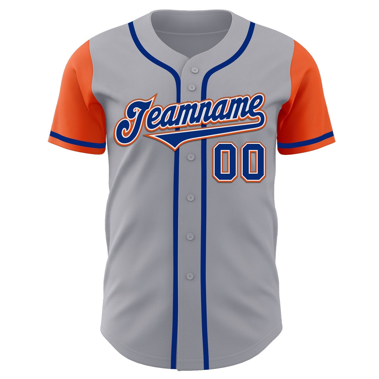Custom Gray Royal-Orange Authentic Two Tone Baseball Jersey baseball jersey product view 2