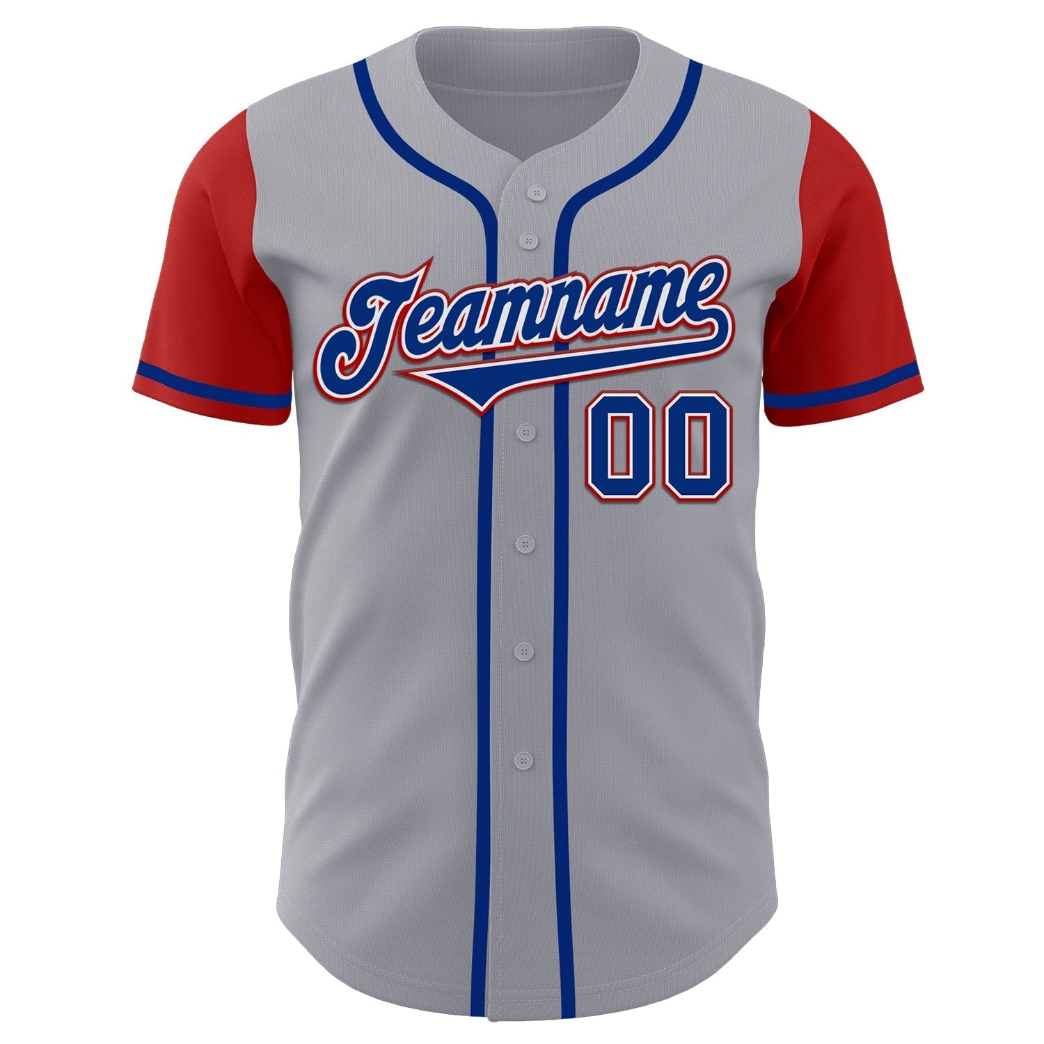 Custom Gray Royal-Red Authentic Two Tone Baseball Jersey baseball jersey product view 2
