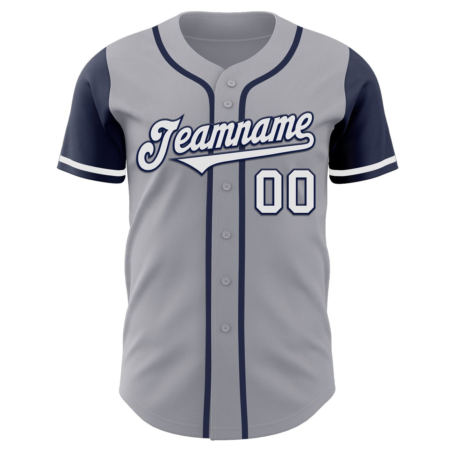 Custom Gray White-Navy Authentic Two Tone Baseball Jersey baseball jersey product view 2