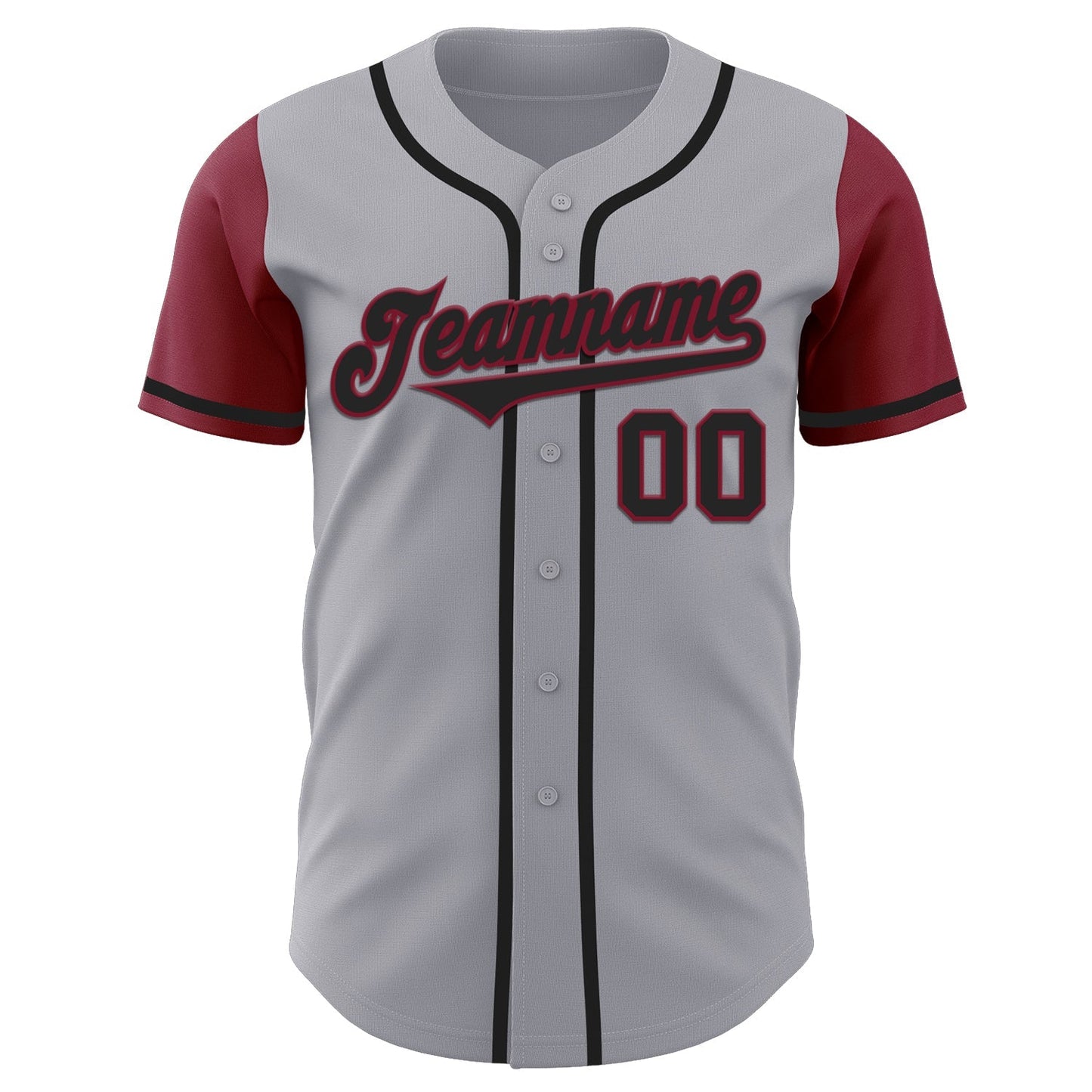 Custom Gray Black-Crimson Authentic Two Tone Baseball Jersey baseball jersey product view 2