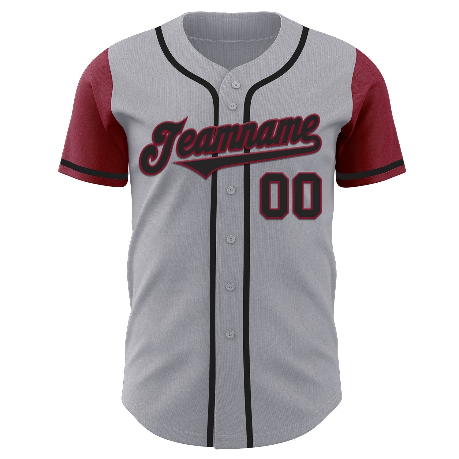 Custom Gray Black-Crimson Authentic Two Tone Baseball Jersey baseball jersey product view 2