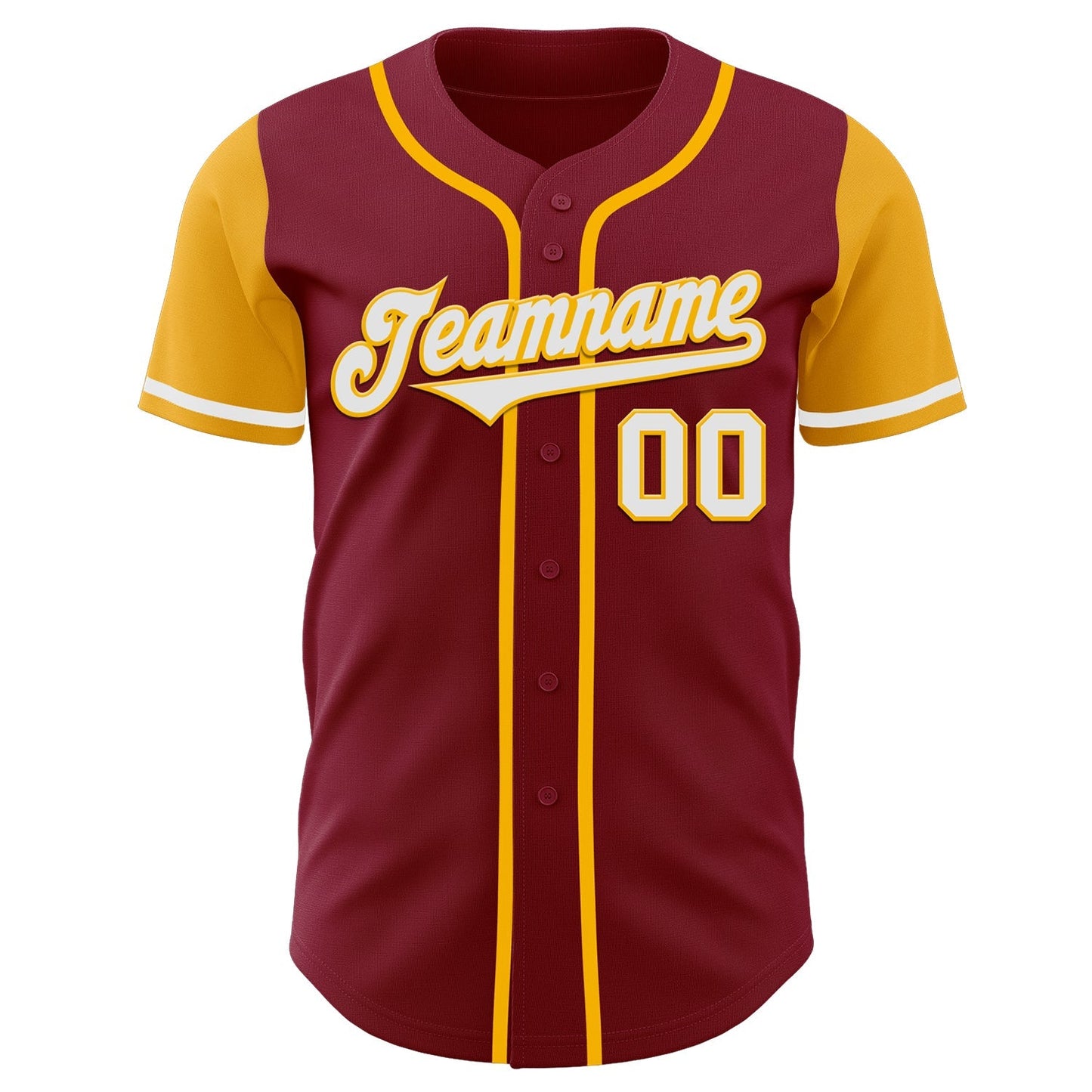 Custom Crimson White-Gold Authentic Two Tone Baseball Jersey baseball jersey product view 2