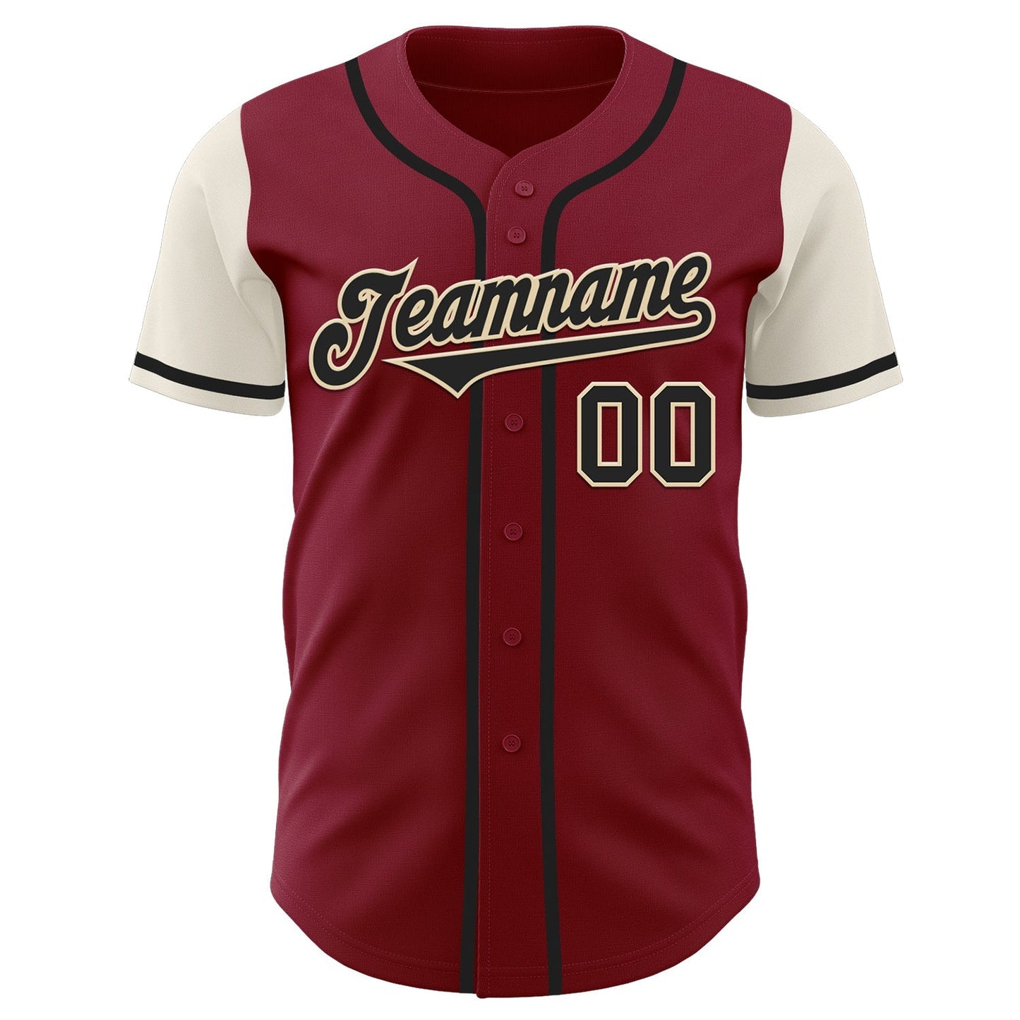 Custom Crimson Black-Cream Authentic Two Tone Baseball Jersey baseball jersey product view 2