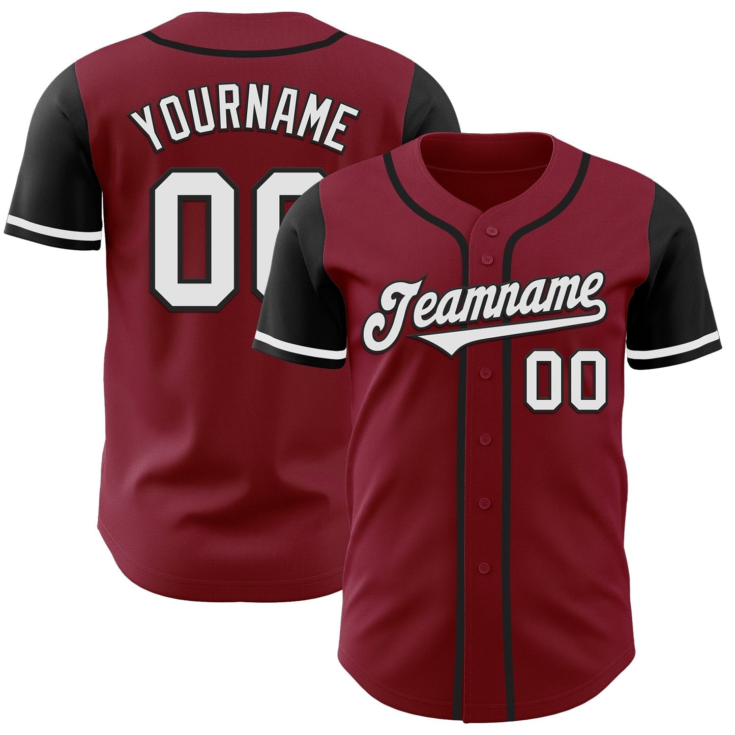 Custom Crimson White-Black Authentic Two Tone Baseball Jersey baseball jersey product view 1
