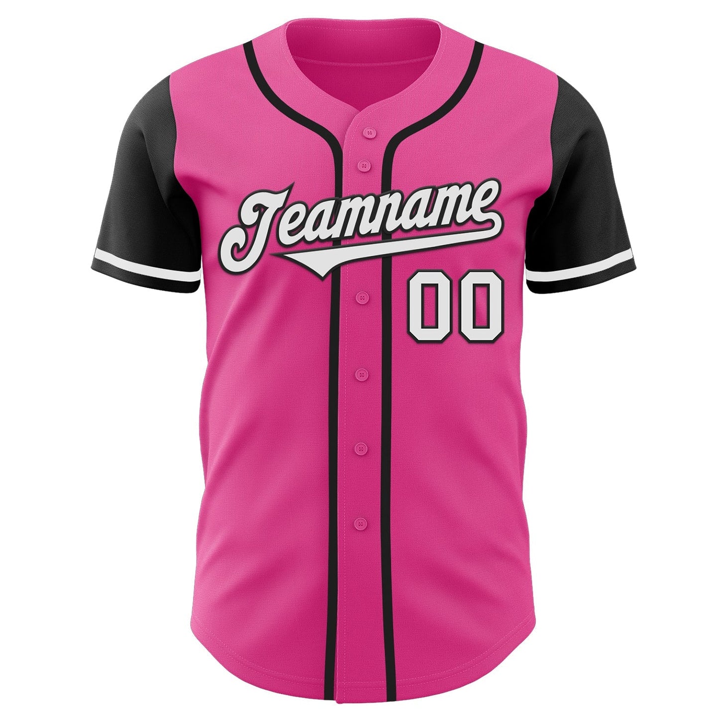 Custom Pink White-Black Authentic Two Tone Baseball Jersey baseball jersey product view 2