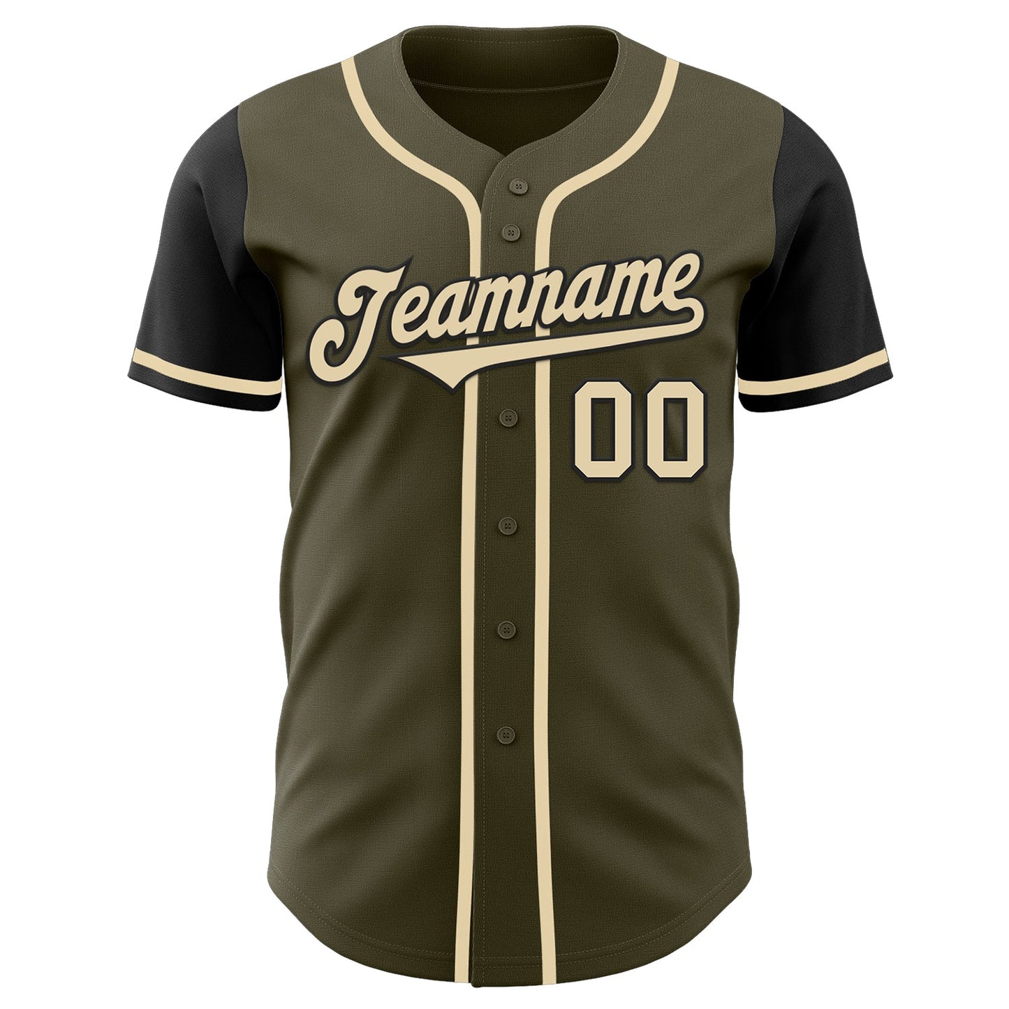 Custom Olive Cream-Black Authentic Two Tone Salute To Service Baseball Jersey baseball jersey product view 2