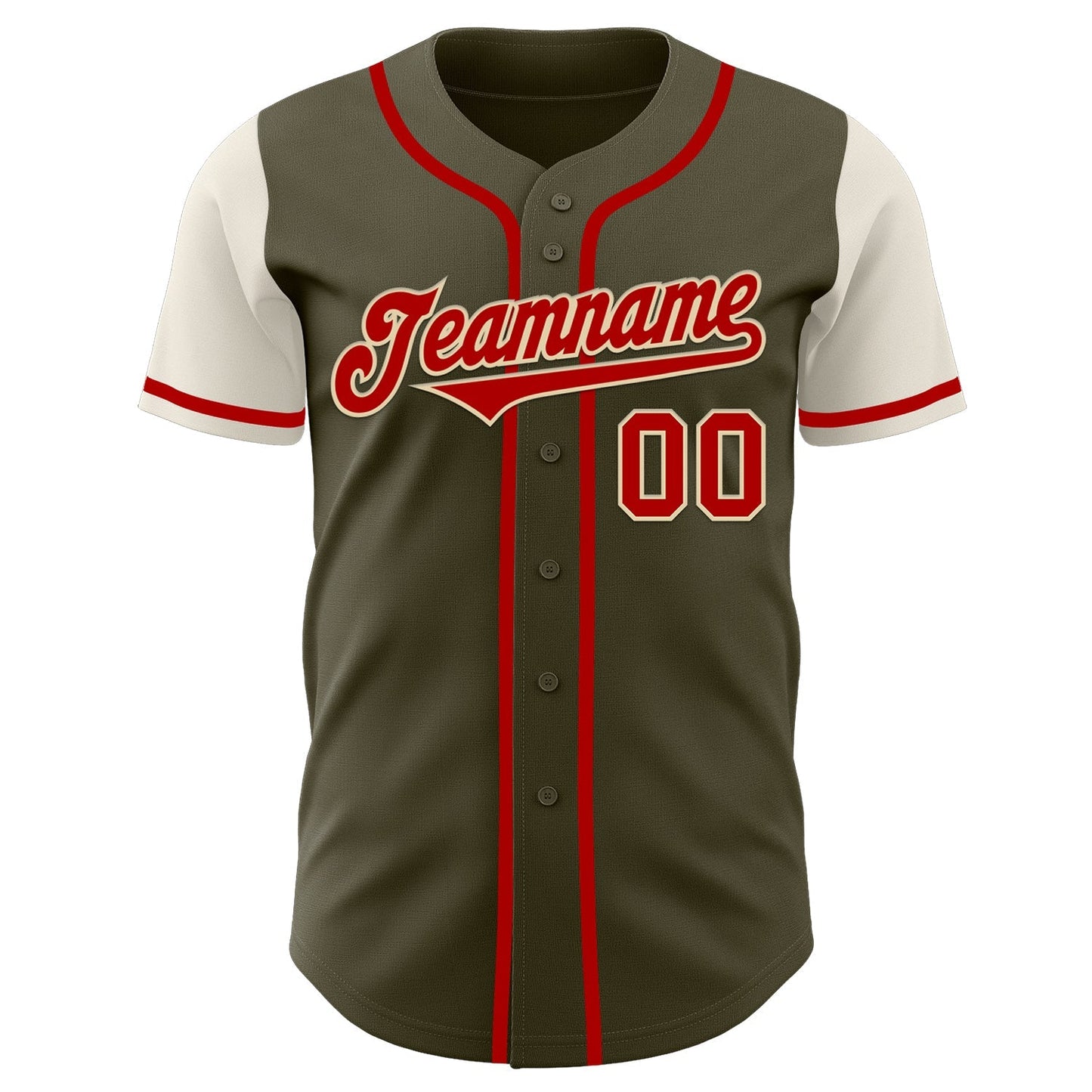 Custom Olive Red-Cream Authentic Two Tone Salute To Service Baseball Jersey baseball jersey product view 2