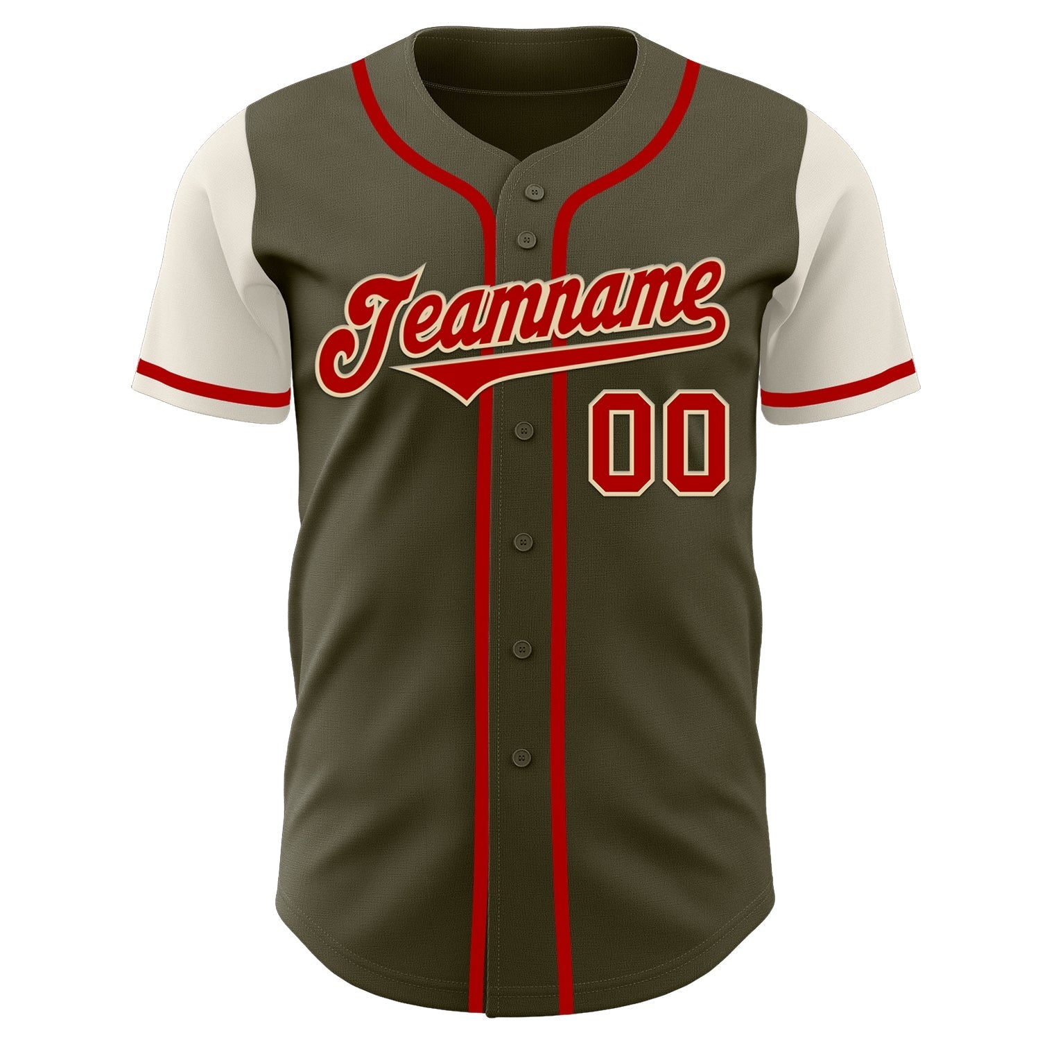 Custom Olive Red-Cream Authentic Two Tone Salute To Service Baseball Jersey baseball jersey product view 2
