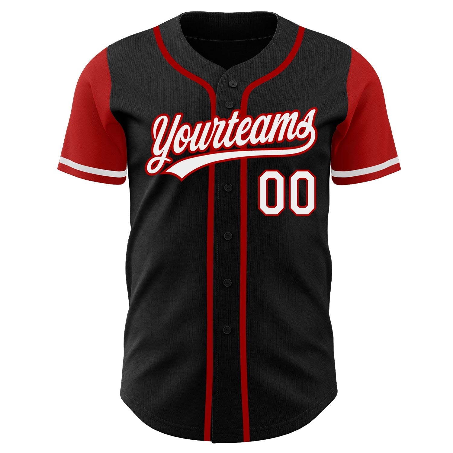 Custom Black White-Red Authentic Two Tone Baseball Jersey baseball jersey product view 2