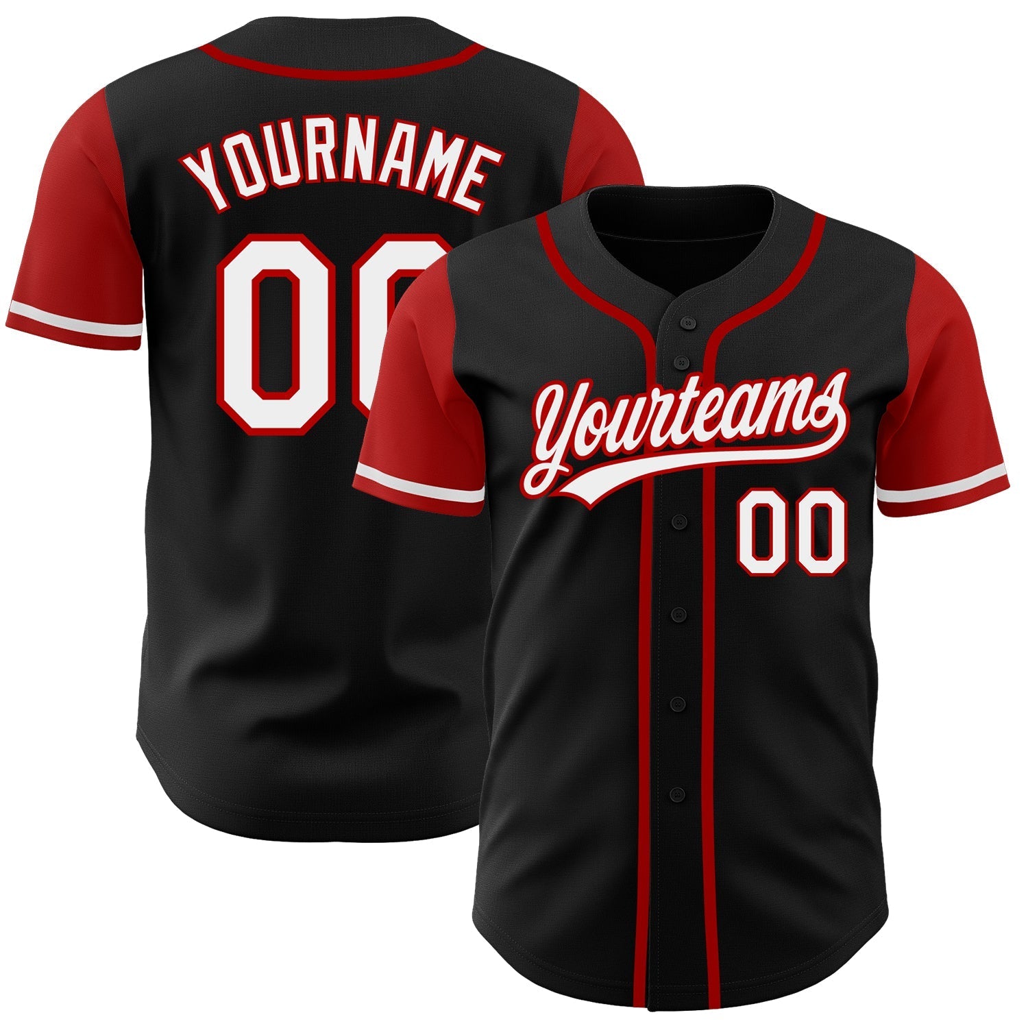 Custom Black White-Red Authentic Two Tone Baseball Jersey baseball jersey product view 1
