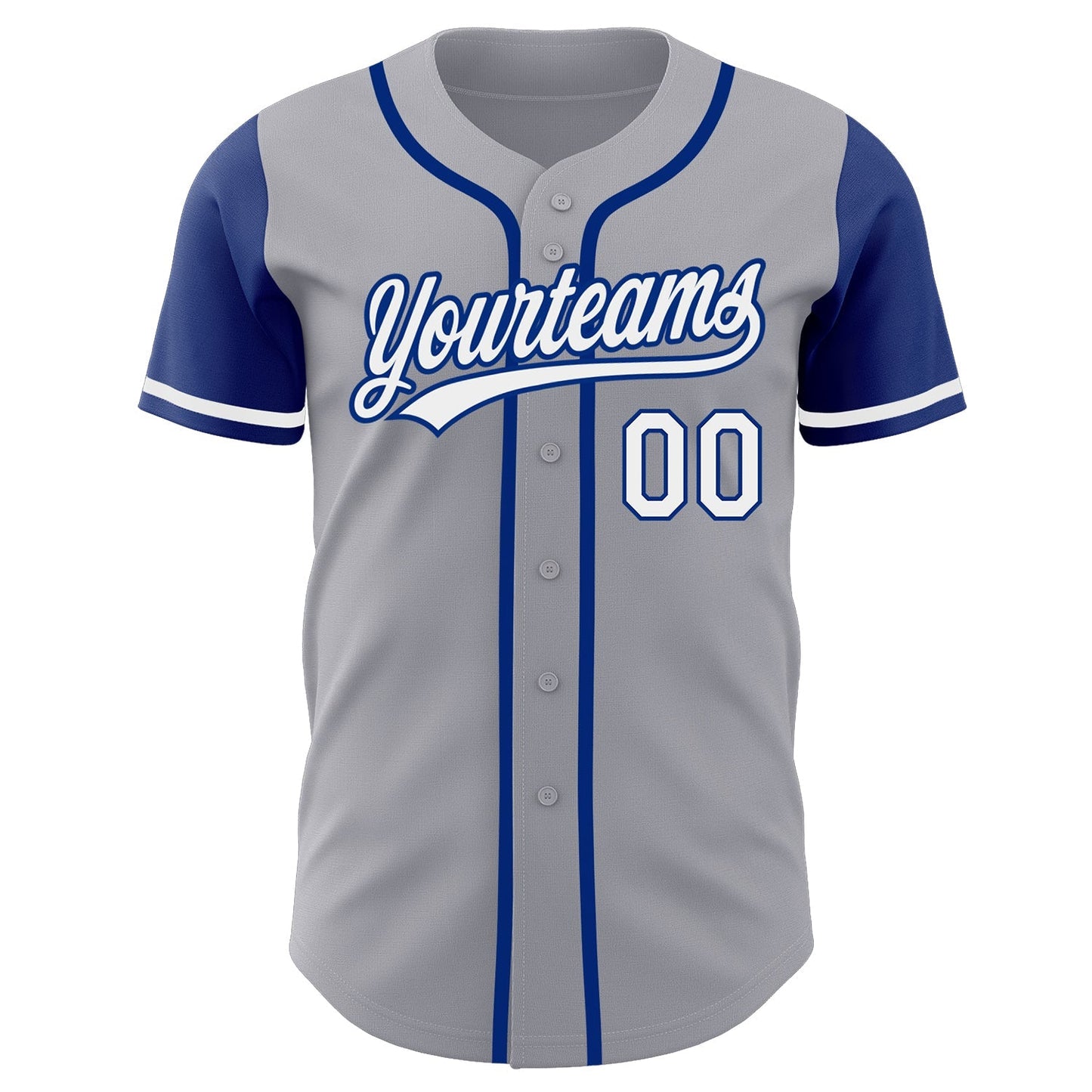 Custom Gray White-Royal Authentic Two Tone Baseball Jersey baseball jersey product view 2