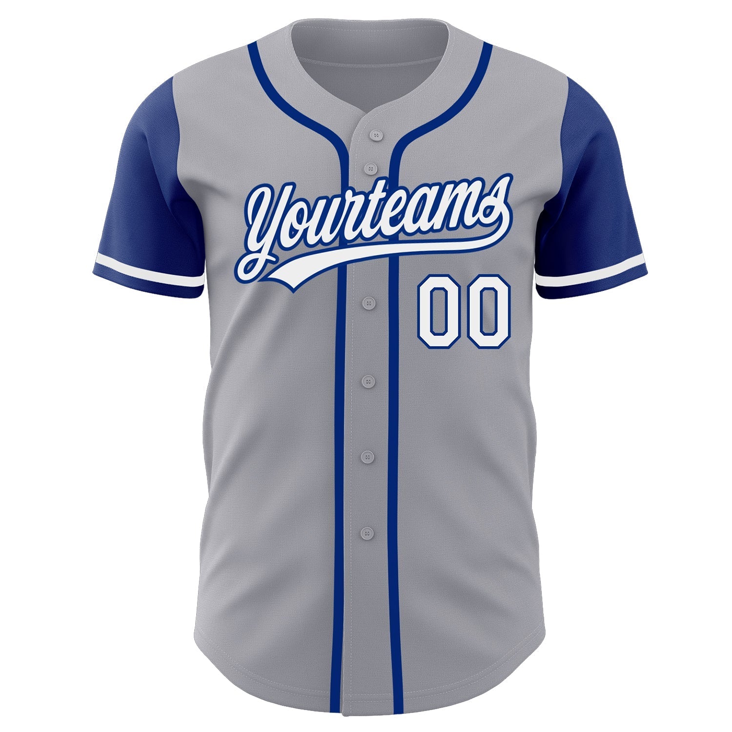 Custom Gray White-Royal Authentic Two Tone Baseball Jersey baseball jersey product view 2