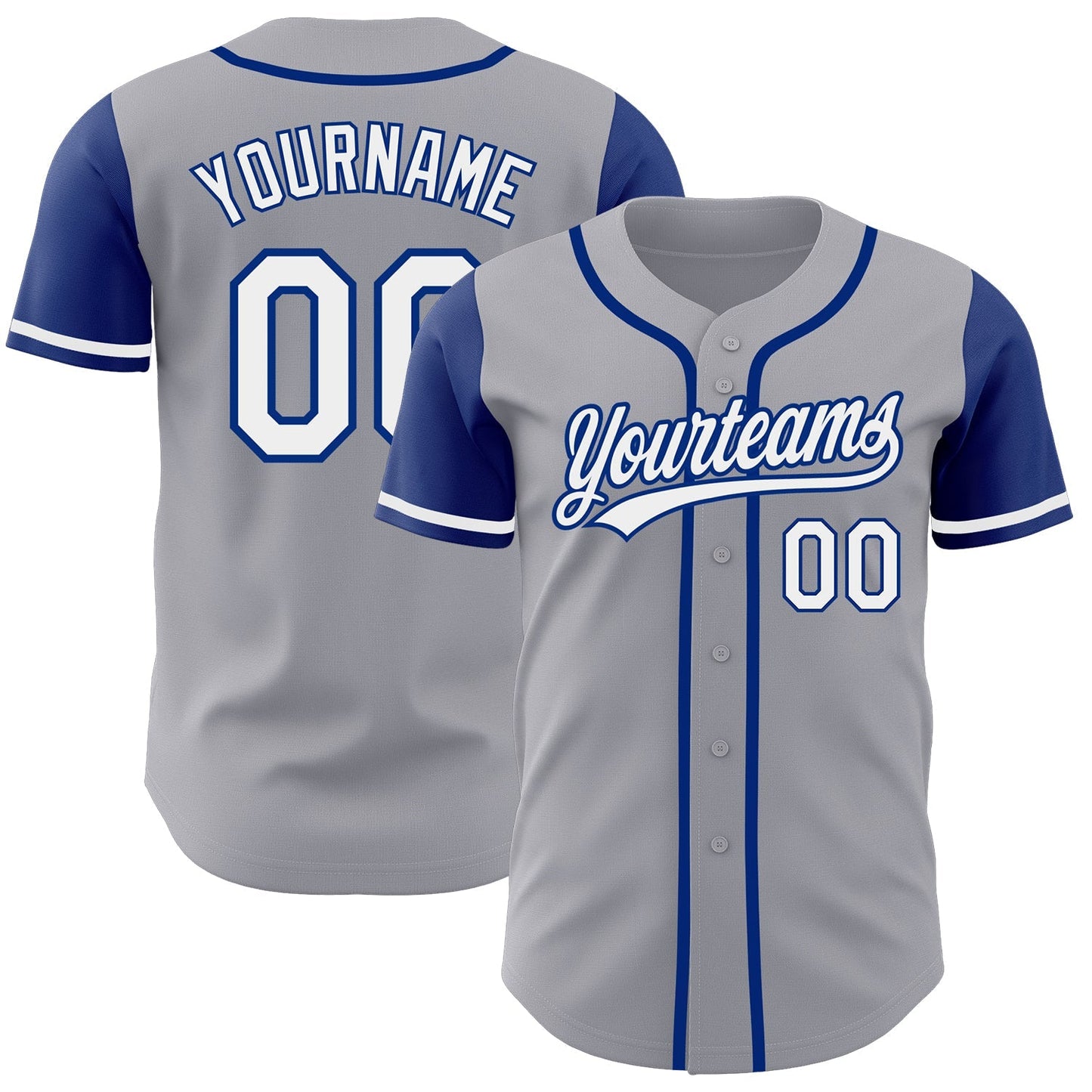 Custom Gray White-Royal Authentic Two Tone Baseball Jersey baseball jersey product view 1