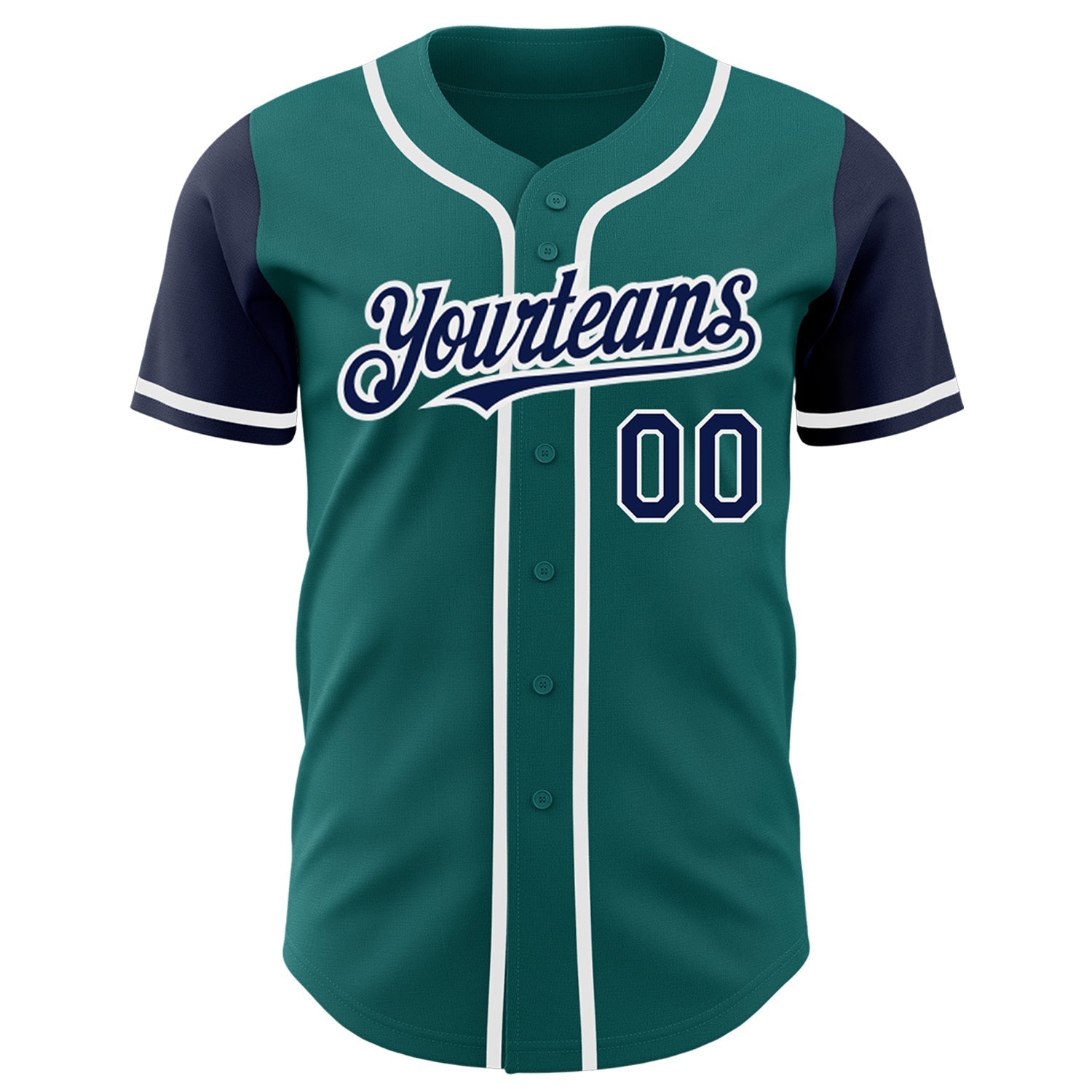 Custom Teal Navy-White Authentic Two Tone Baseball Jersey baseball jersey product view 2