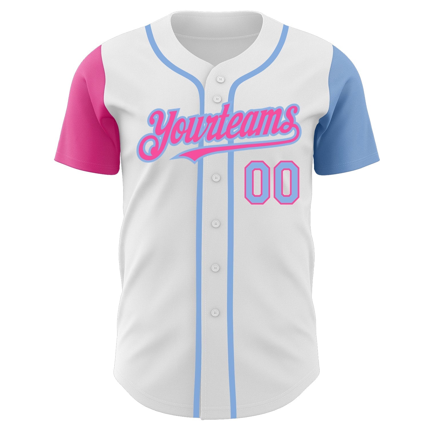 Custom White Light Blue-Pink Authentic Two Tone Baseball Jersey baseball jersey product view 2