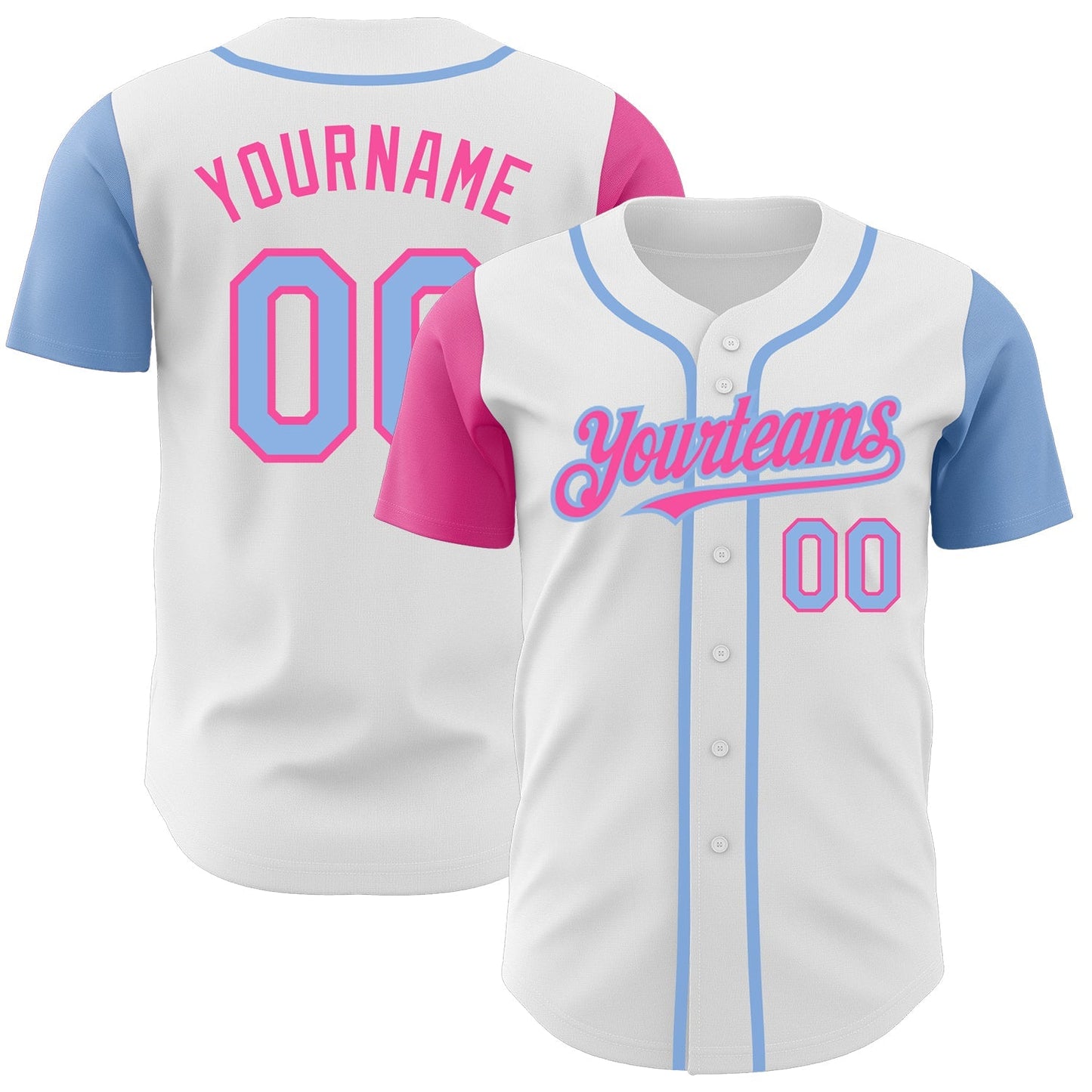 Custom White Light Blue-Pink Authentic Two Tone Baseball Jersey baseball jersey product view 1