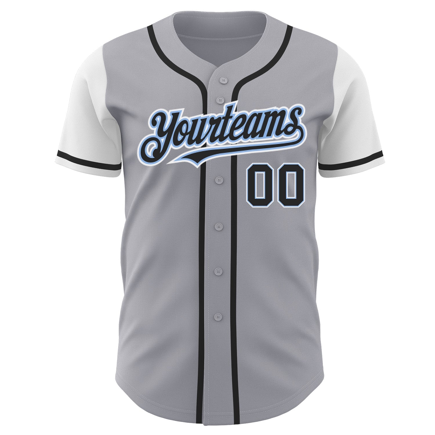 Custom Gray Black-Light Blue Authentic Two Tone Baseball Jersey baseball jersey product view 2