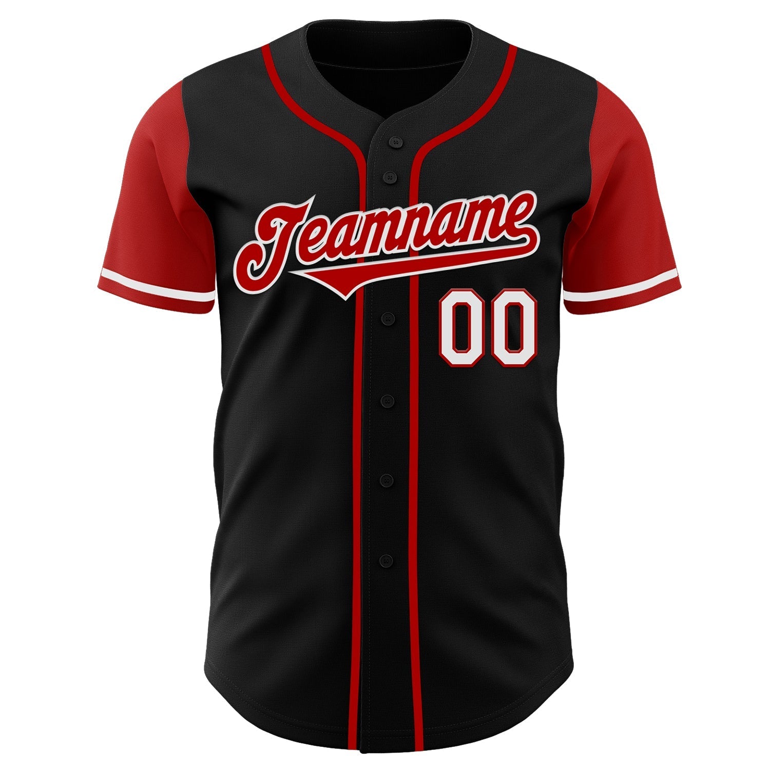 Custom Black Red-White Authentic Two Tone Baseball Jersey baseball jersey product view 2