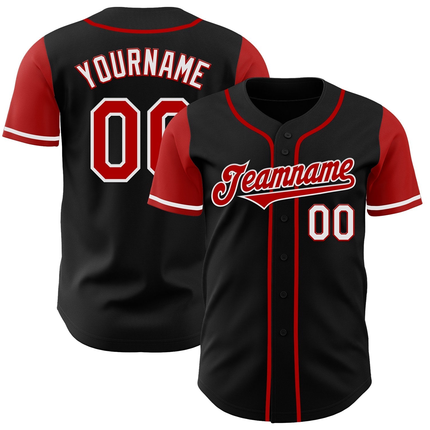 Custom Black Red-White Authentic Two Tone Baseball Jersey baseball jersey product view 1
