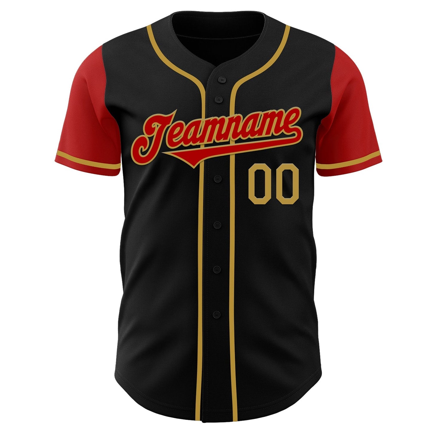 Custom Black Red-Old Gold Authentic Two Tone Baseball Jersey baseball jersey product view 2