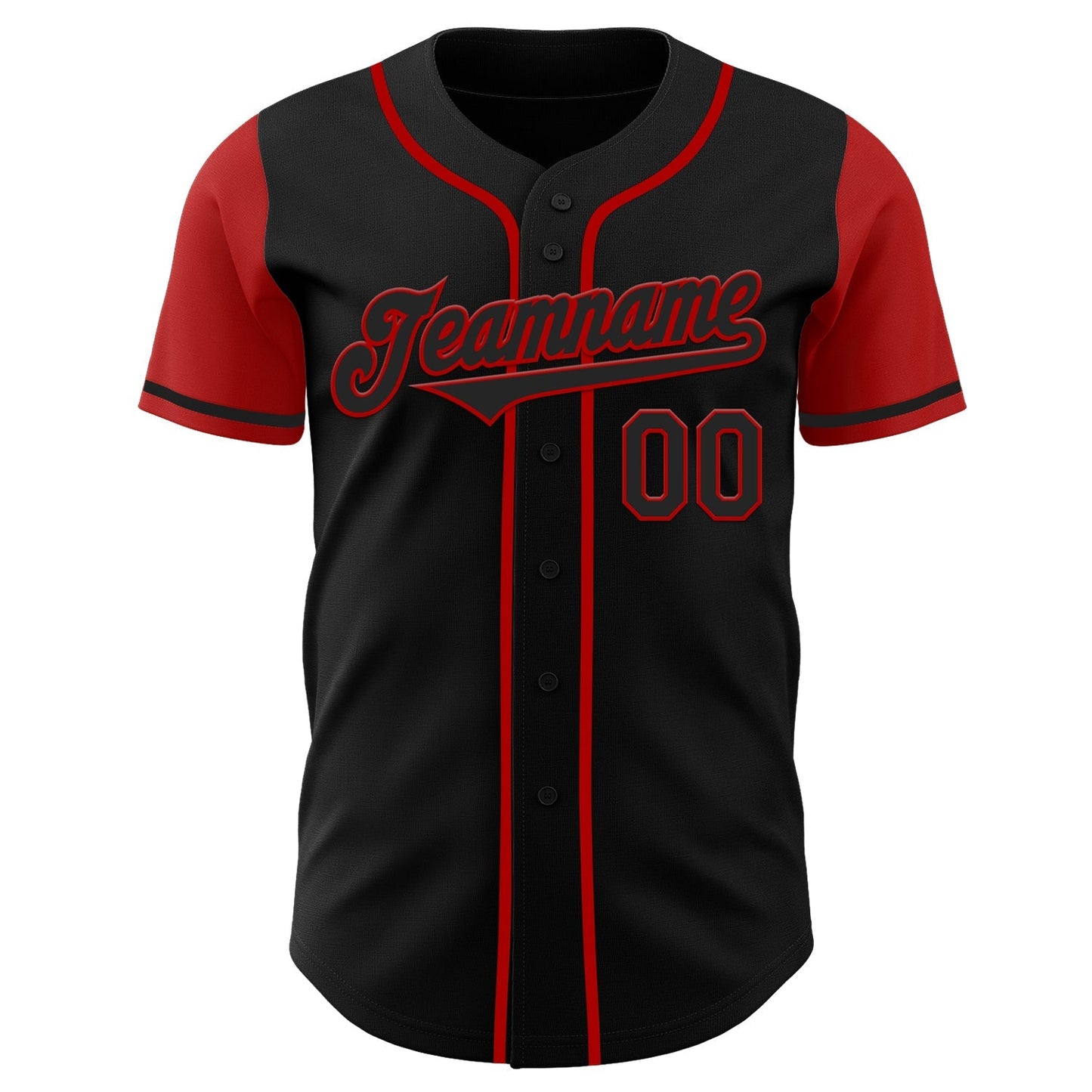 Custom Black Red Authentic Two Tone Baseball Jersey baseball jersey product view 2