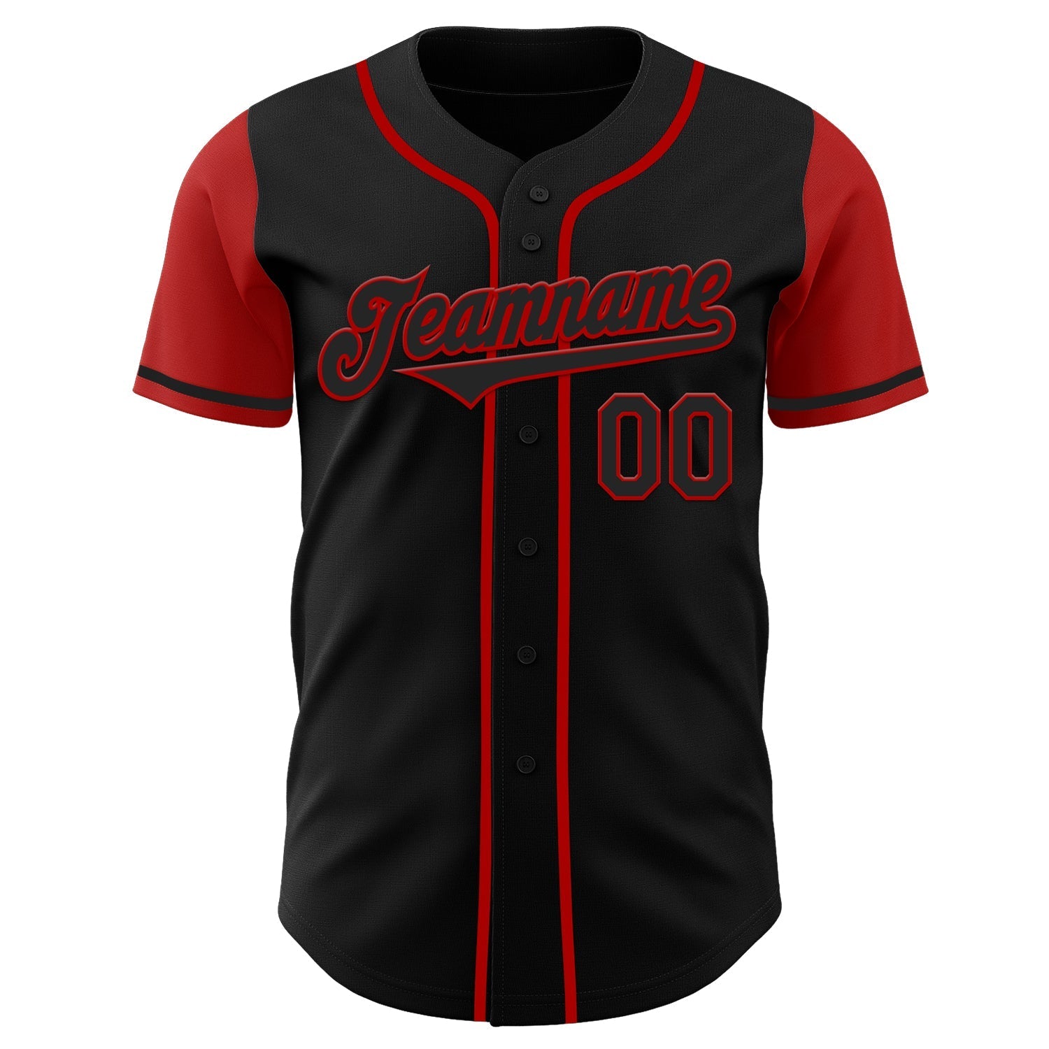 Custom Black Red Authentic Two Tone Baseball Jersey baseball jersey product view 2