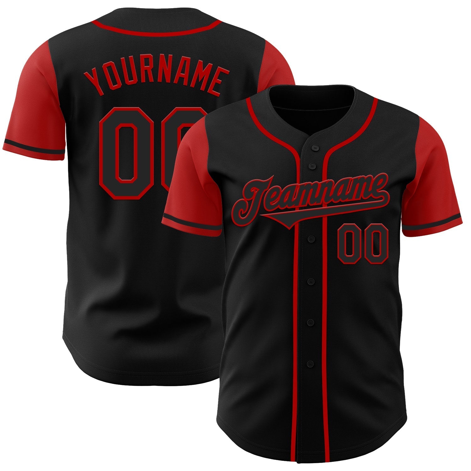 Custom Black Red Authentic Two Tone Baseball Jersey baseball jersey product view 1