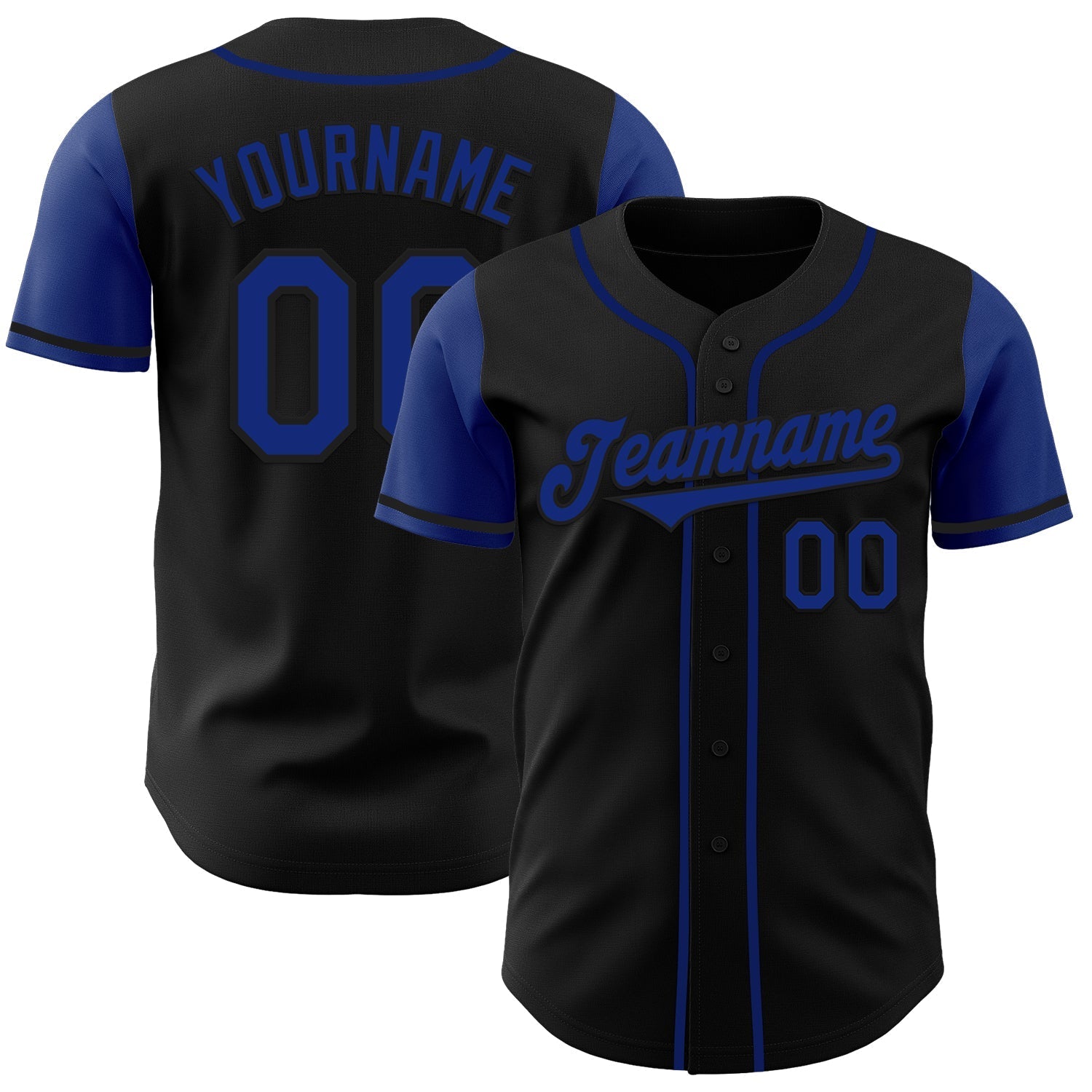 Custom Black Royal Authentic Two Tone Baseball Jersey baseball jersey product view 1