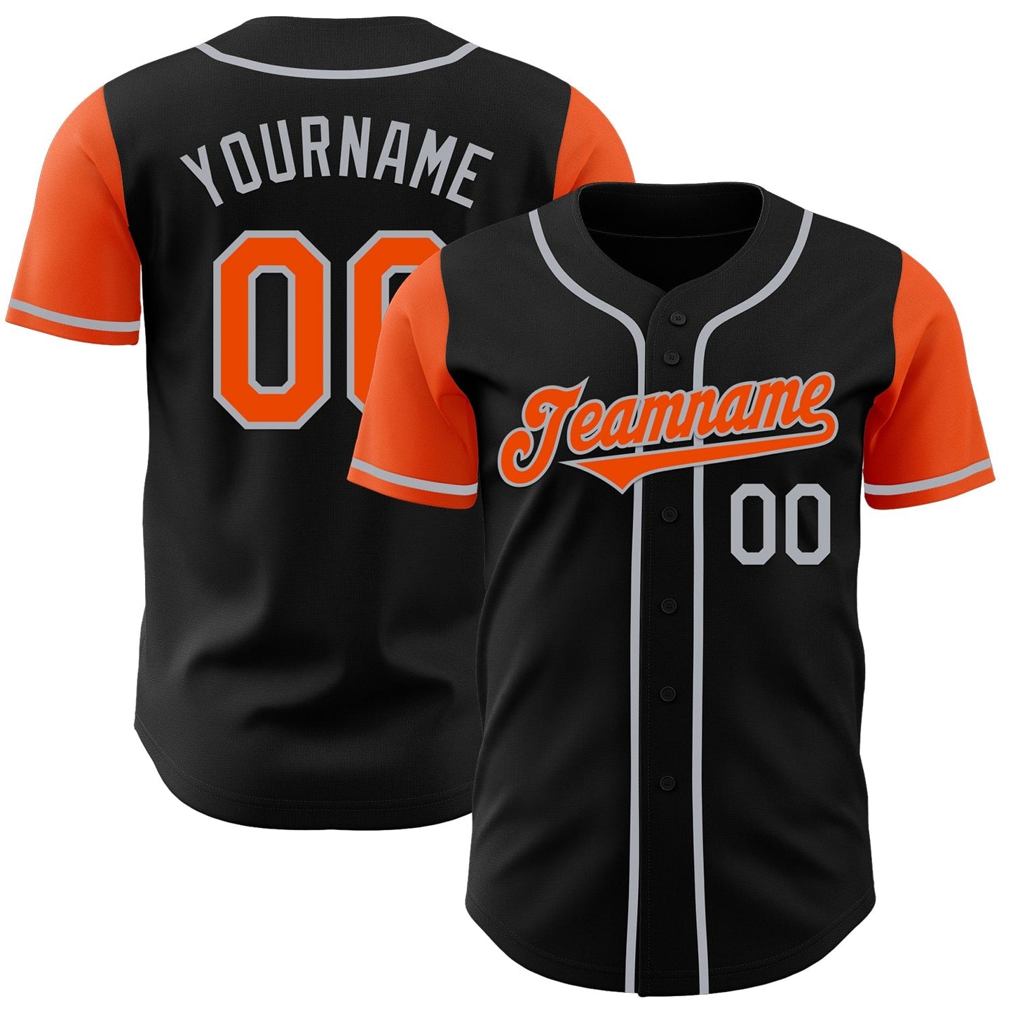 Custom Black Orange-Gray Authentic Two Tone Baseball Jersey baseball jersey product view 1