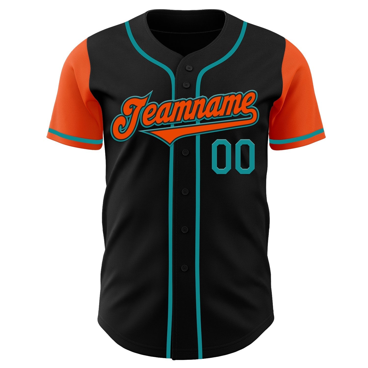 Custom Black Orange-Teal Authentic Two Tone Baseball Jersey baseball jersey product view 2