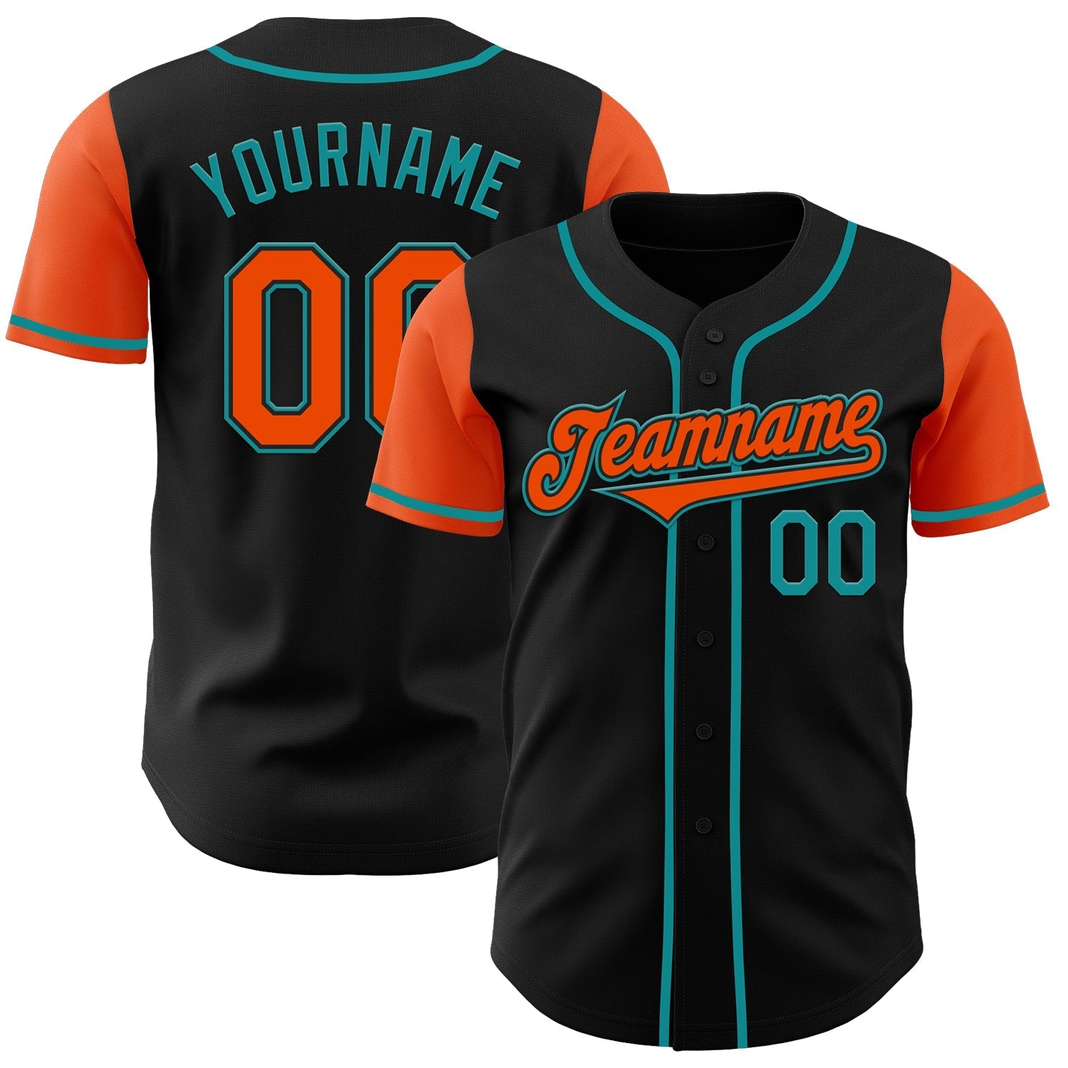 Custom Black Orange-Teal Authentic Two Tone Baseball Jersey baseball jersey product view 1