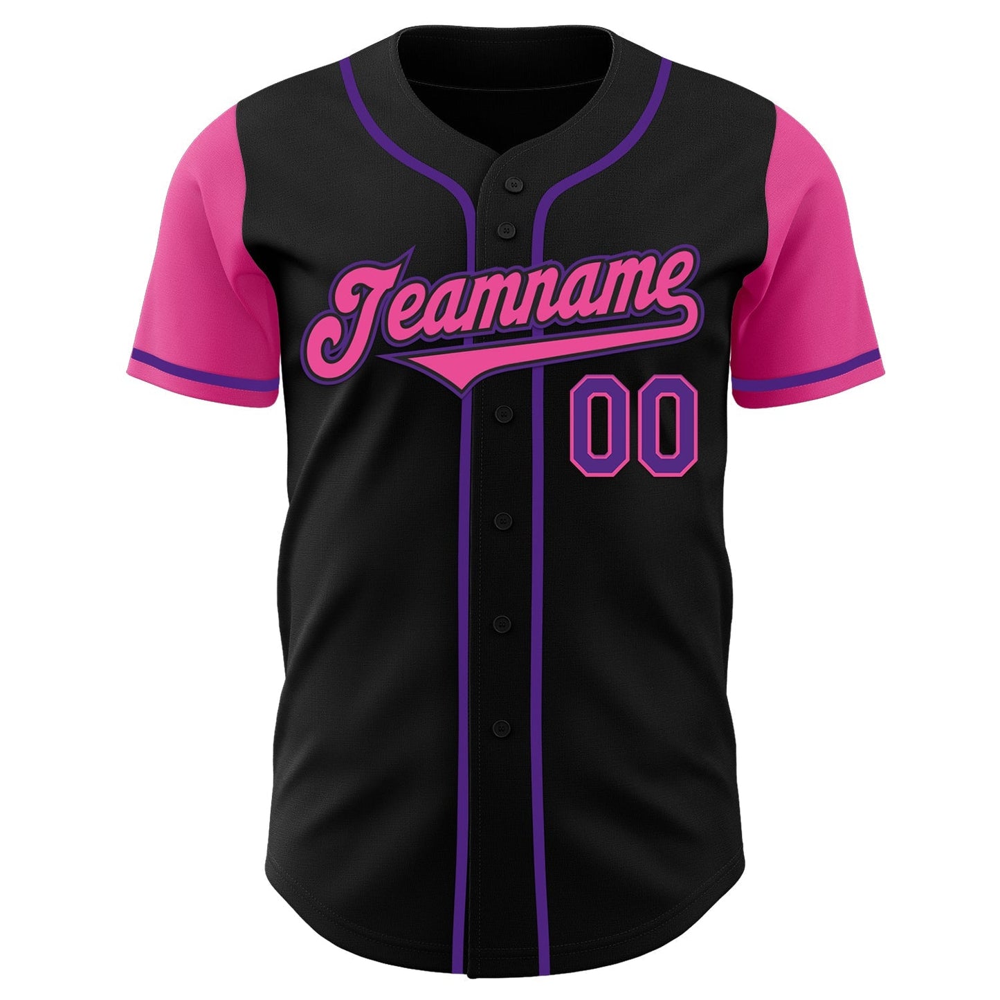 Custom Black Pink-Purple Authentic Two Tone Baseball Jersey baseball jersey product view 2