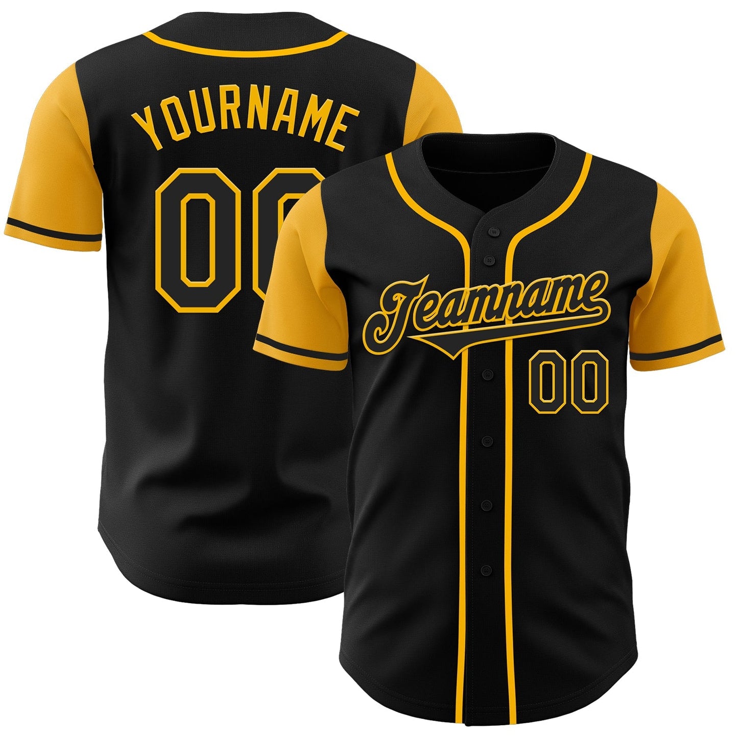 Custom Black Gold Authentic Two Tone Baseball Jersey baseball jersey product view 1