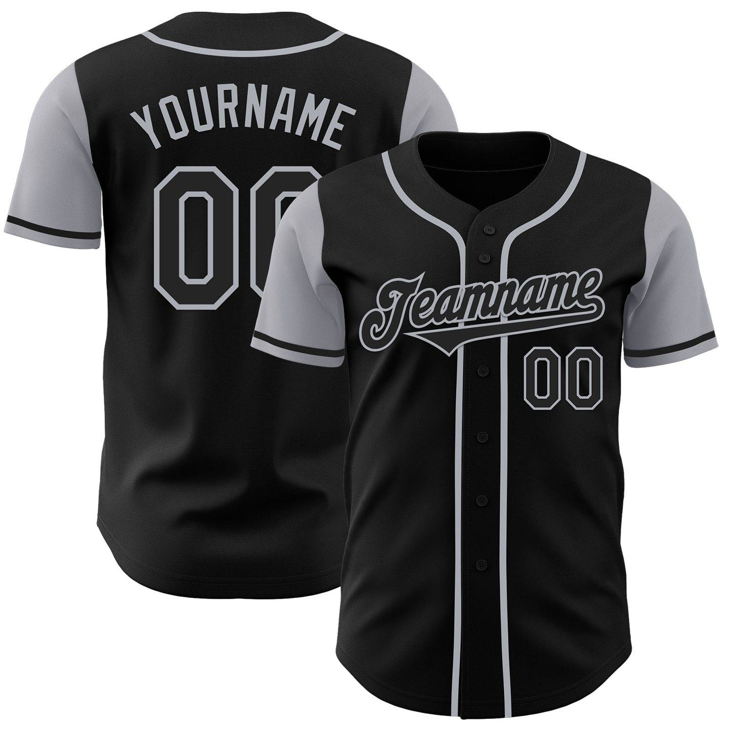 Custom Black Gray Authentic Two Tone Baseball Jersey baseball jersey product view 1