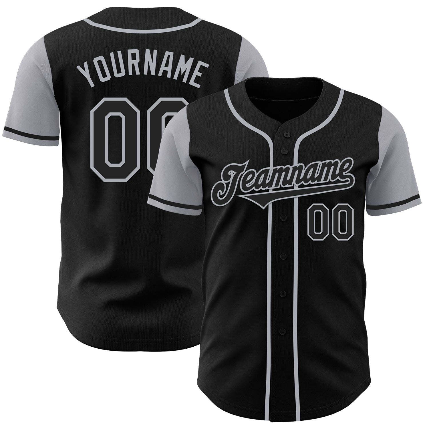 Custom Black Gray Authentic Two Tone Baseball Jersey baseball jersey product view 1
