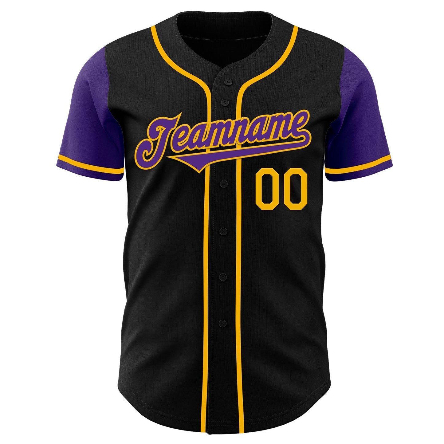 Custom Black Purple-Gold Authentic Two Tone Baseball Jersey baseball jersey product view 2