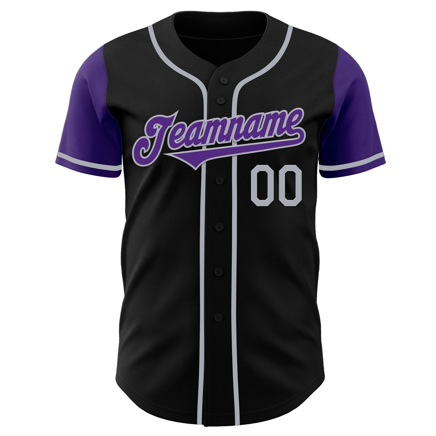 Custom Black Purple-Gray Authentic Two Tone Baseball Jersey baseball jersey product view 2