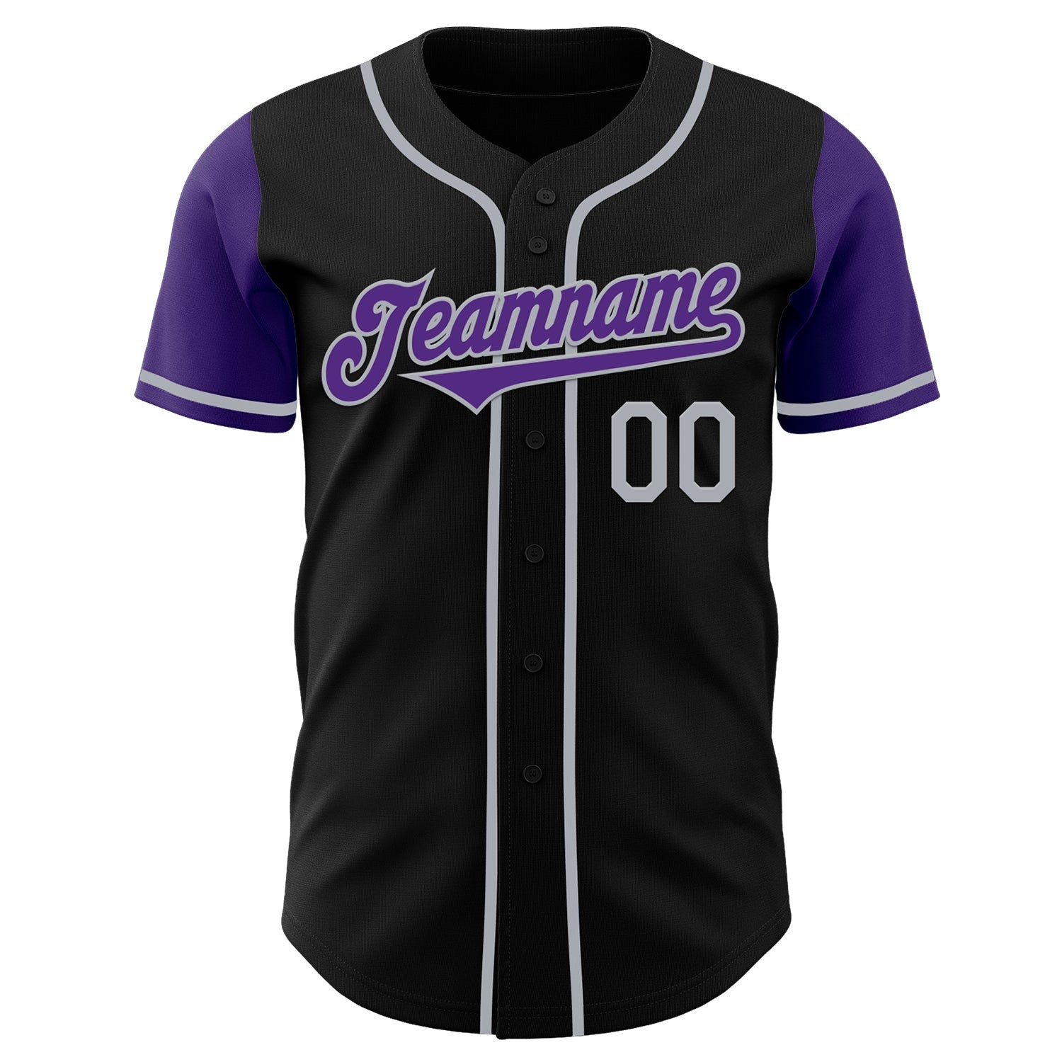 Custom Black Purple-Gray Authentic Two Tone Baseball Jersey baseball jersey product view 2