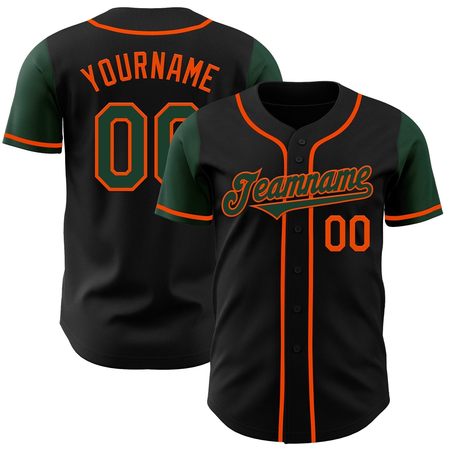 Custom Black Green-Orange Authentic Two Tone Baseball Jersey baseball jersey product view 1