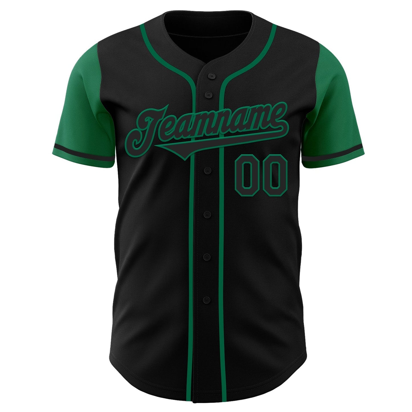 Custom Black Kelly Green Authentic Two Tone Baseball Jersey baseball jersey product view 2