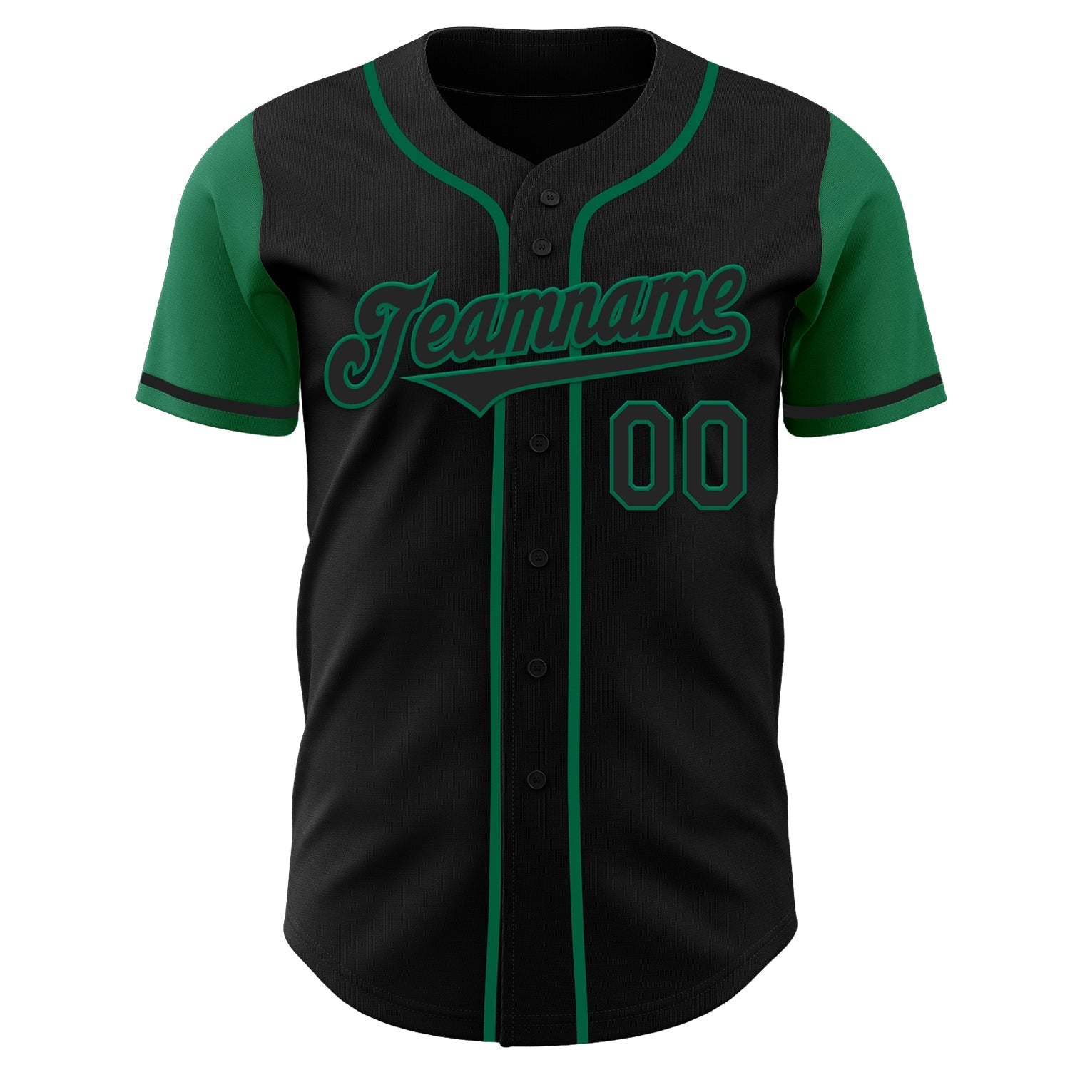 Custom Black Kelly Green Authentic Two Tone Baseball Jersey baseball jersey product view 2