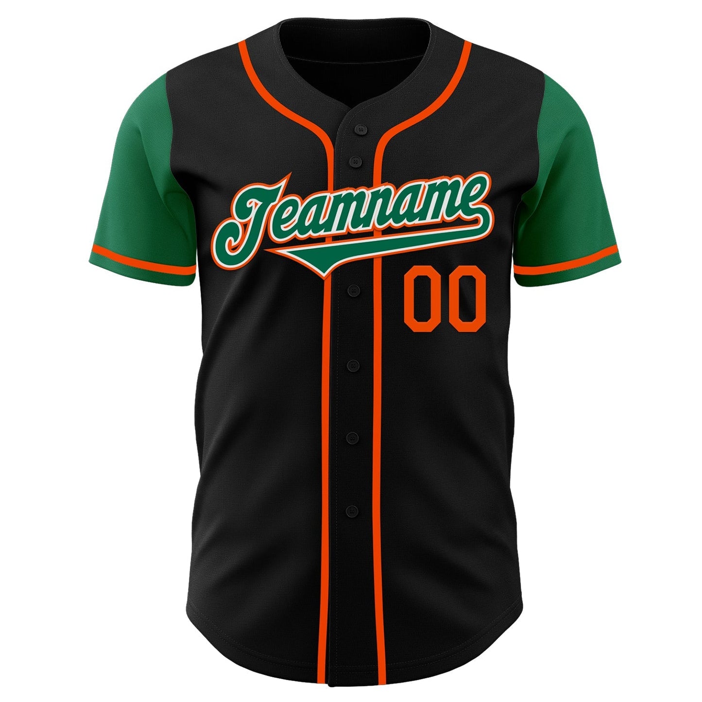 Custom Black Kelly Green-Orange Authentic Two Tone Baseball Jersey baseball jersey product view 2