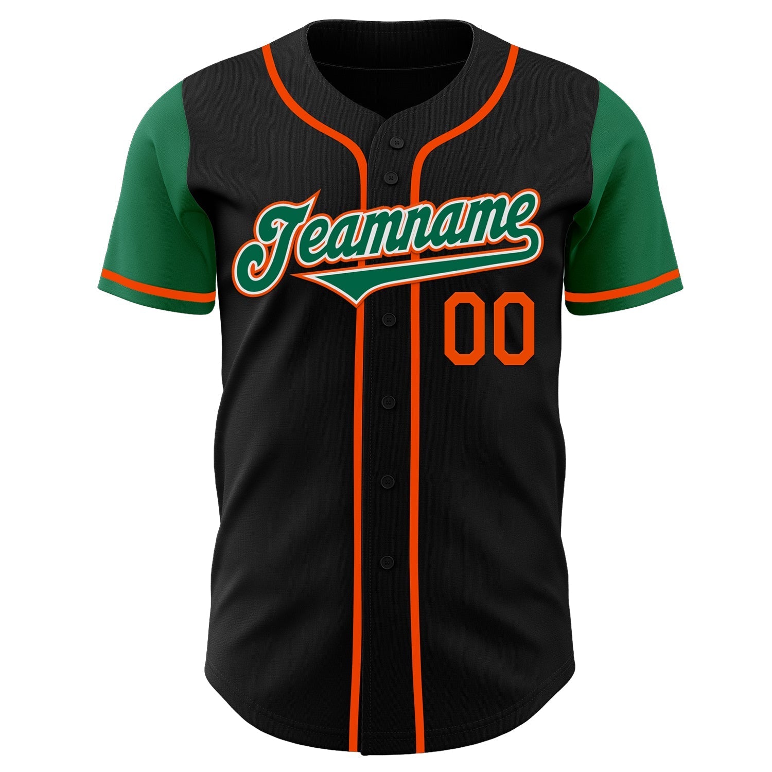 Custom Black Kelly Green-Orange Authentic Two Tone Baseball Jersey baseball jersey product view 2