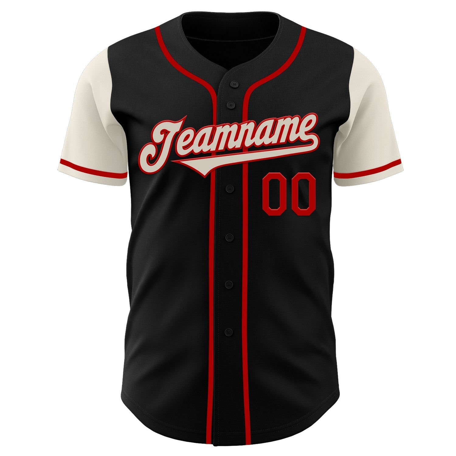 Custom Black Cream-Red Authentic Two Tone Baseball Jersey baseball jersey product view 2