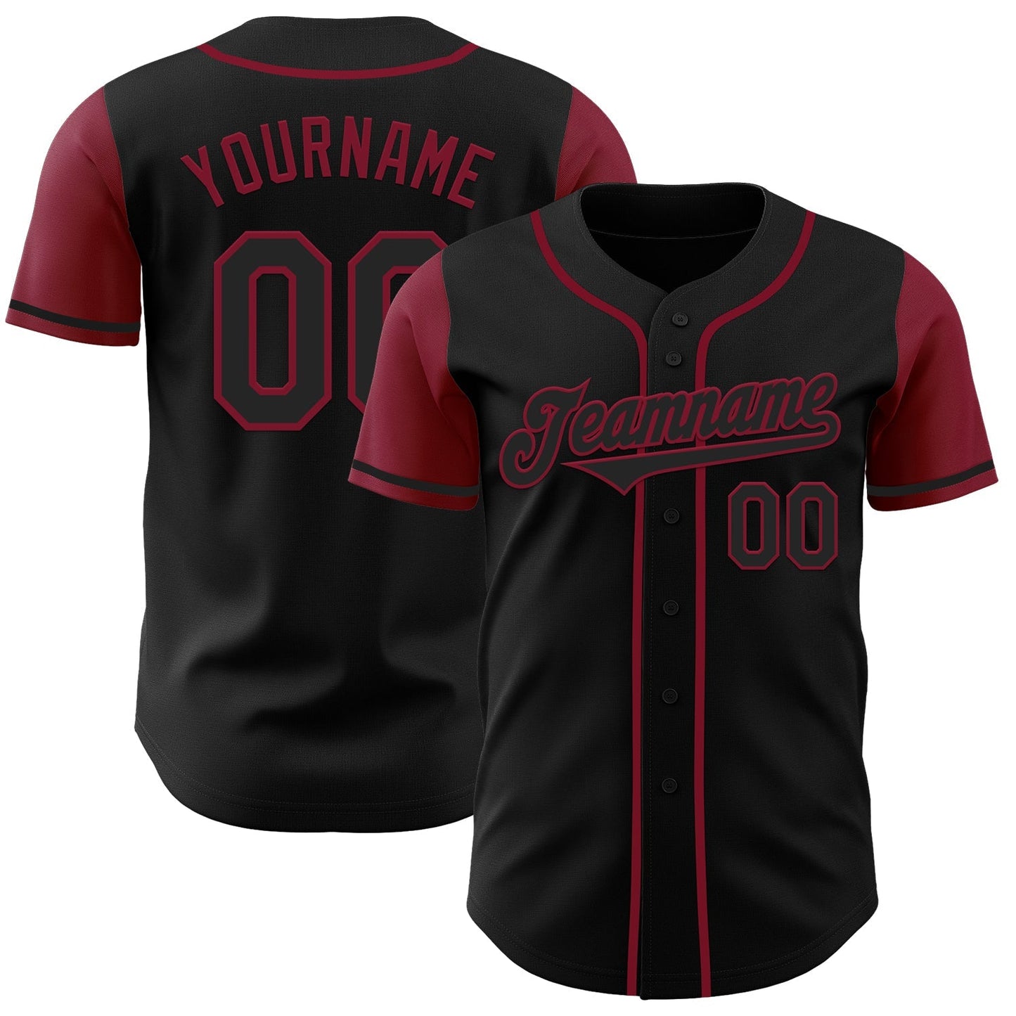 Custom Black Crimson Authentic Two Tone Baseball Jersey baseball jersey product view 1
